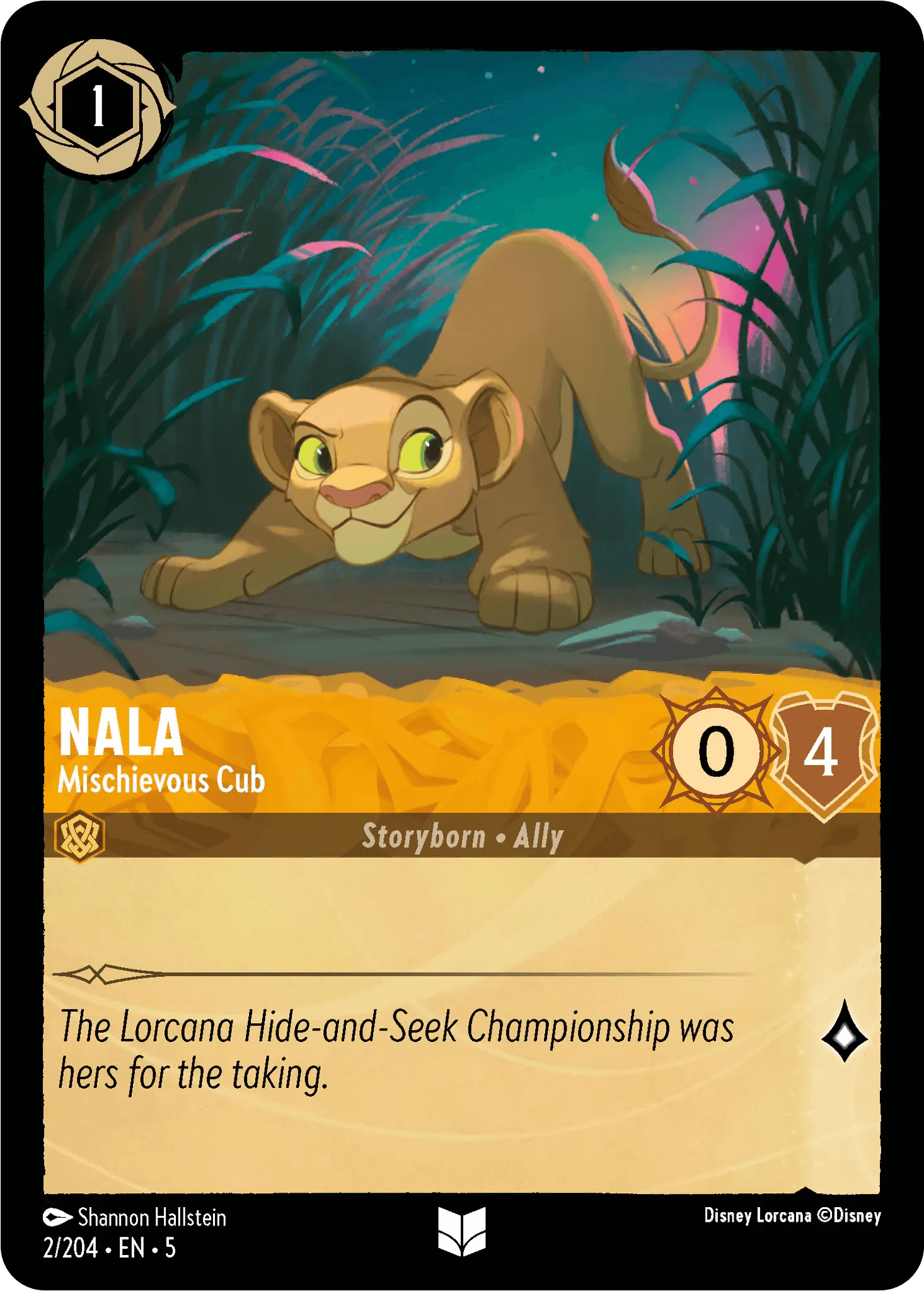 Nala - Mischievous Cub — Shimmering Skies Disney Lorcana card by Shannon Hallstein