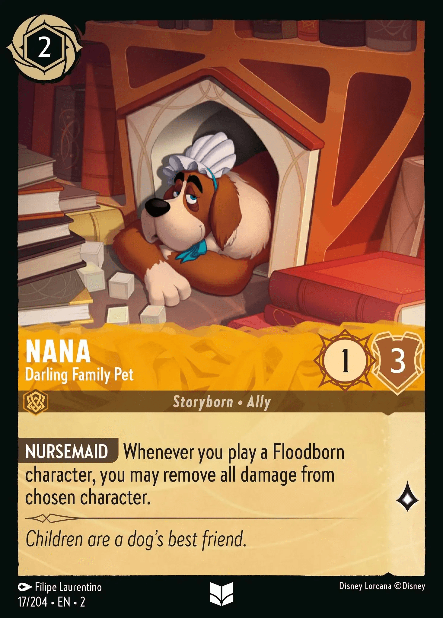 Nana - Darling Family Pet — Rise of the Floodborn Disney Lorcana card by Filipe Laurentino