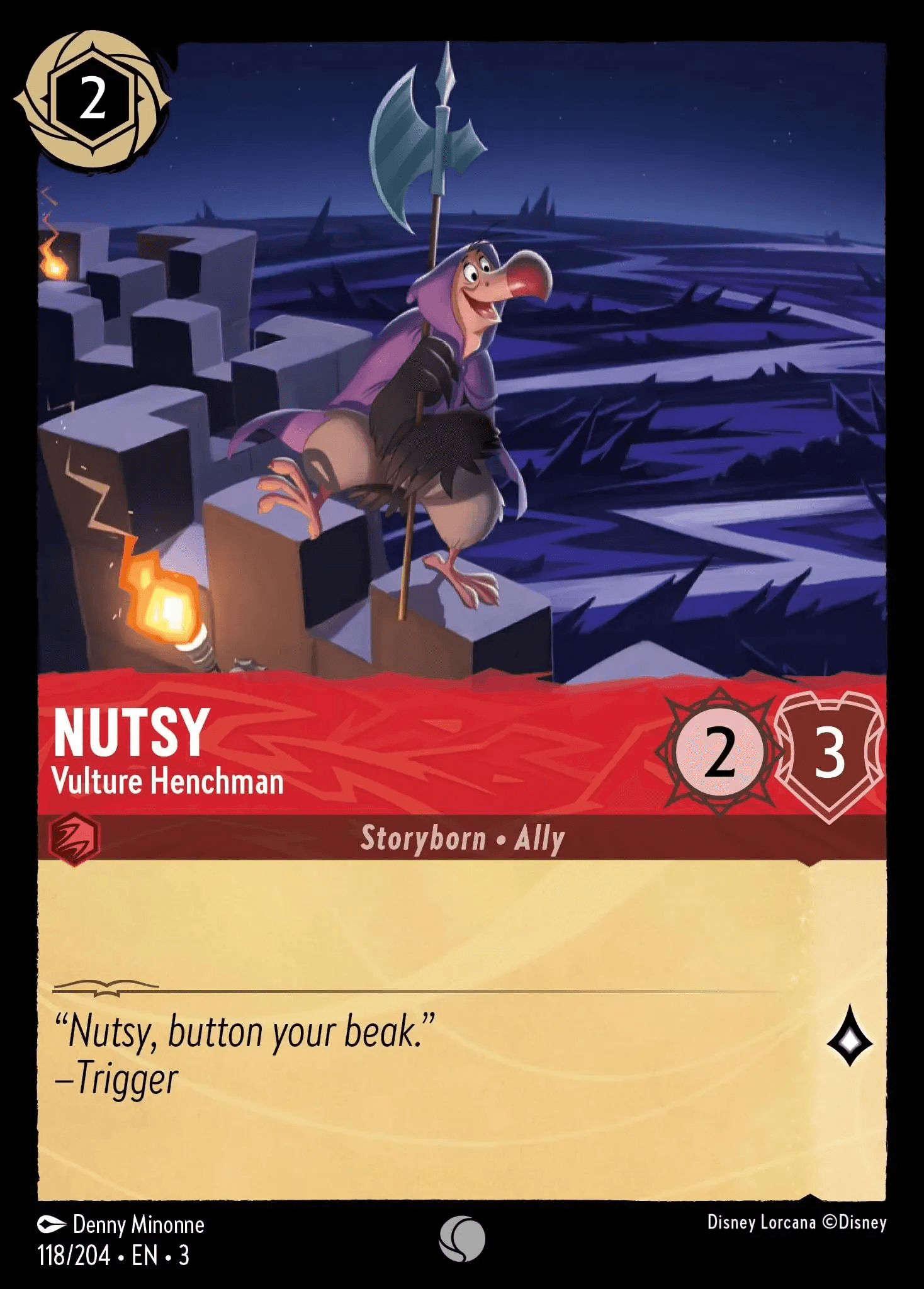 Nutsy - Vulture Henchman — Into the Inklands Disney Lorcana card by Denny Minonne