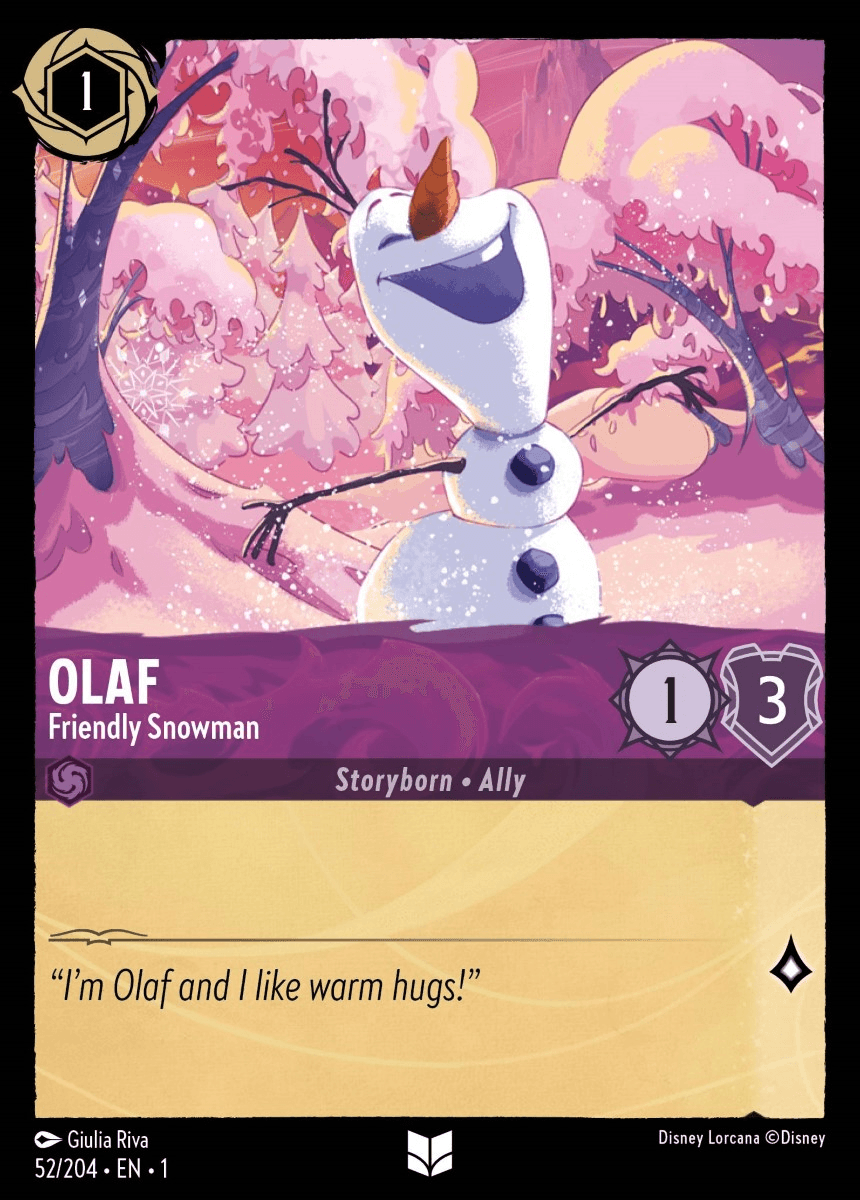 Olaf - Friendly Snowman — The First Chapter Disney Lorcana card by Giulia Riva