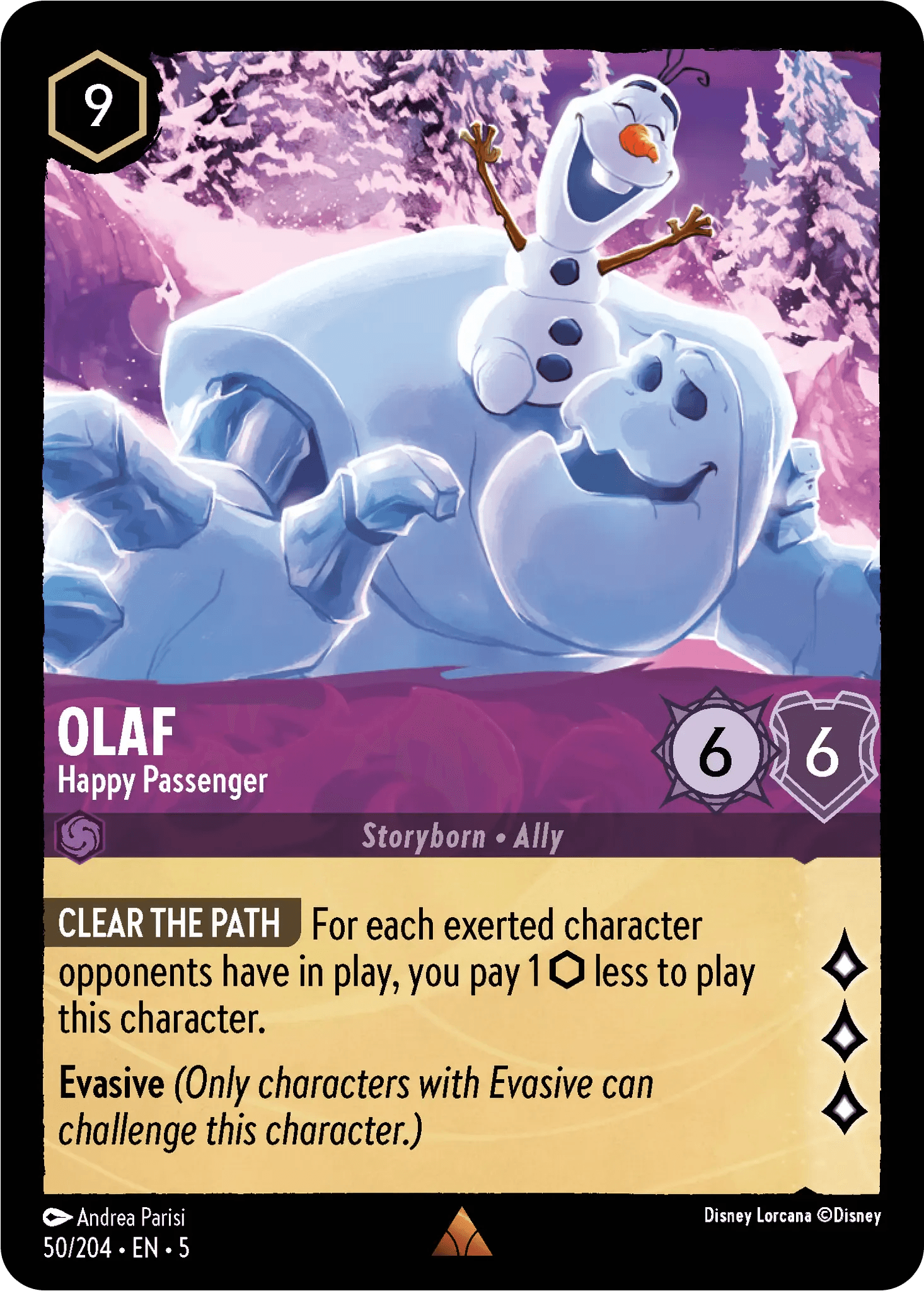 Olaf - Happy Passenger — Shimmering Skies Disney Lorcana card by Alice Pisoni