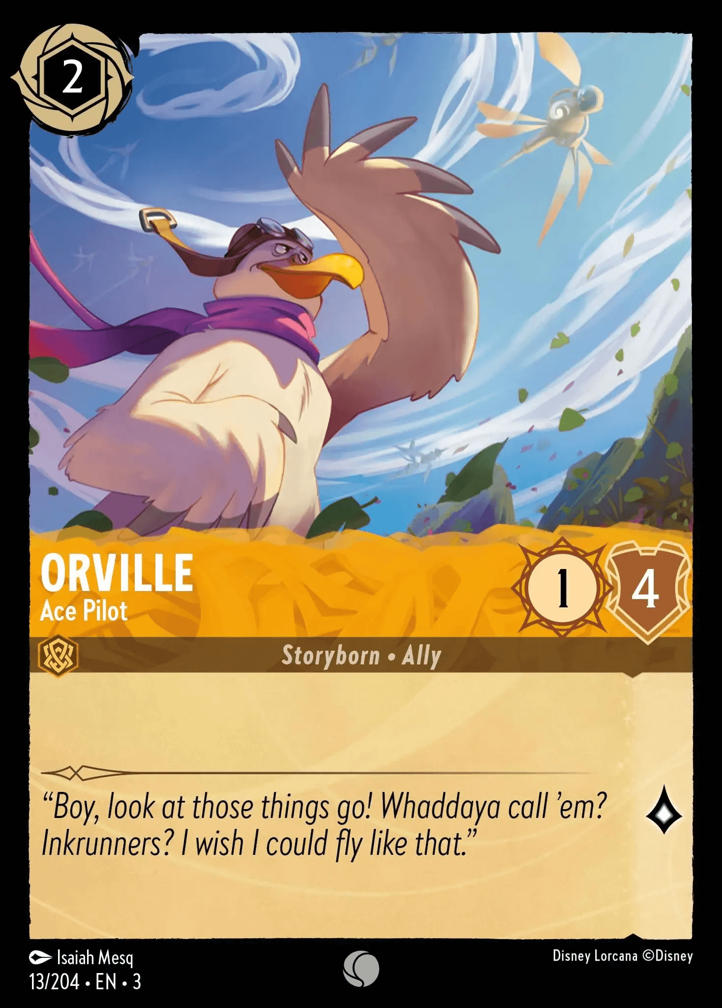 Orville - Ace Pilot — Into the Inklands Disney Lorcana card by Isaiah Mesq