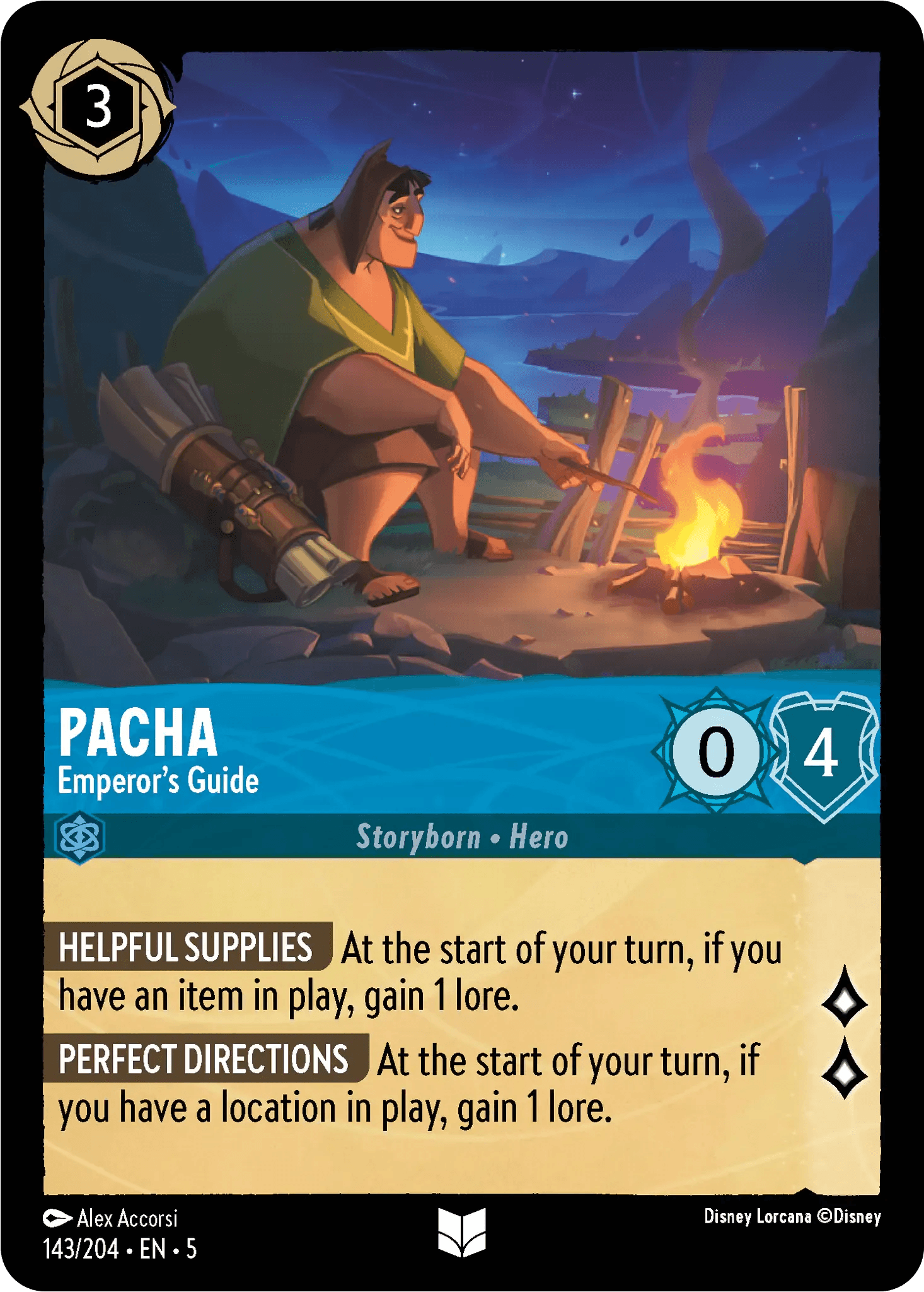 Pacha - Emperor's Guide — Shimmering Skies Disney Lorcana card by Alex Accorsi