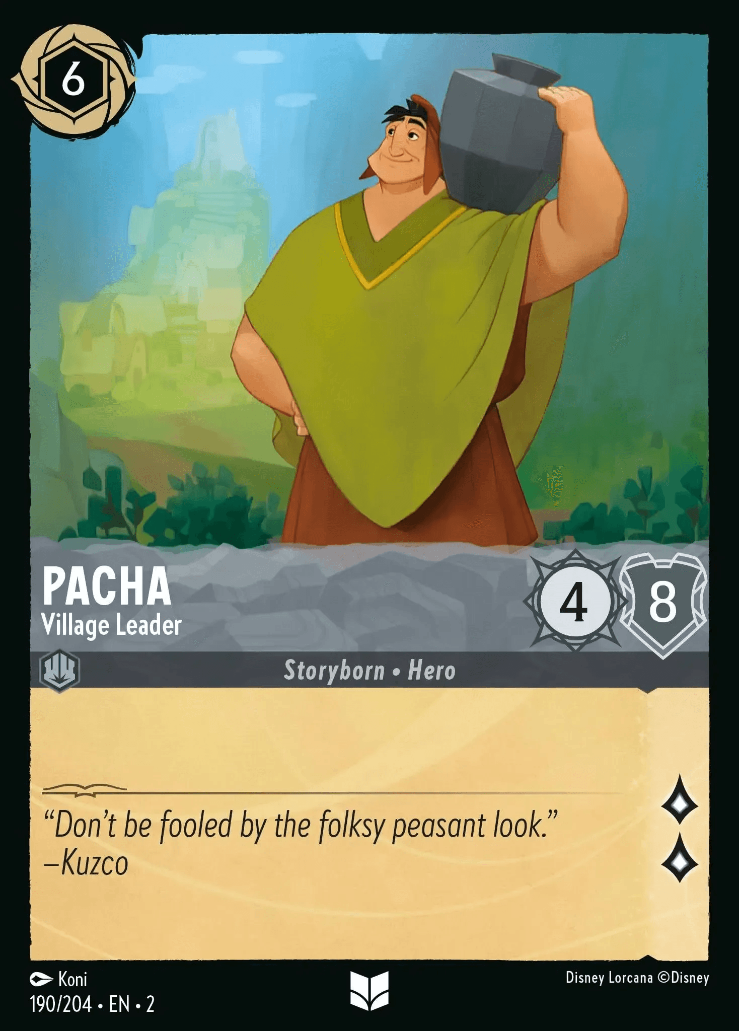 Pacha - Village Leader — Rise of the Floodborn Disney Lorcana card by Koni