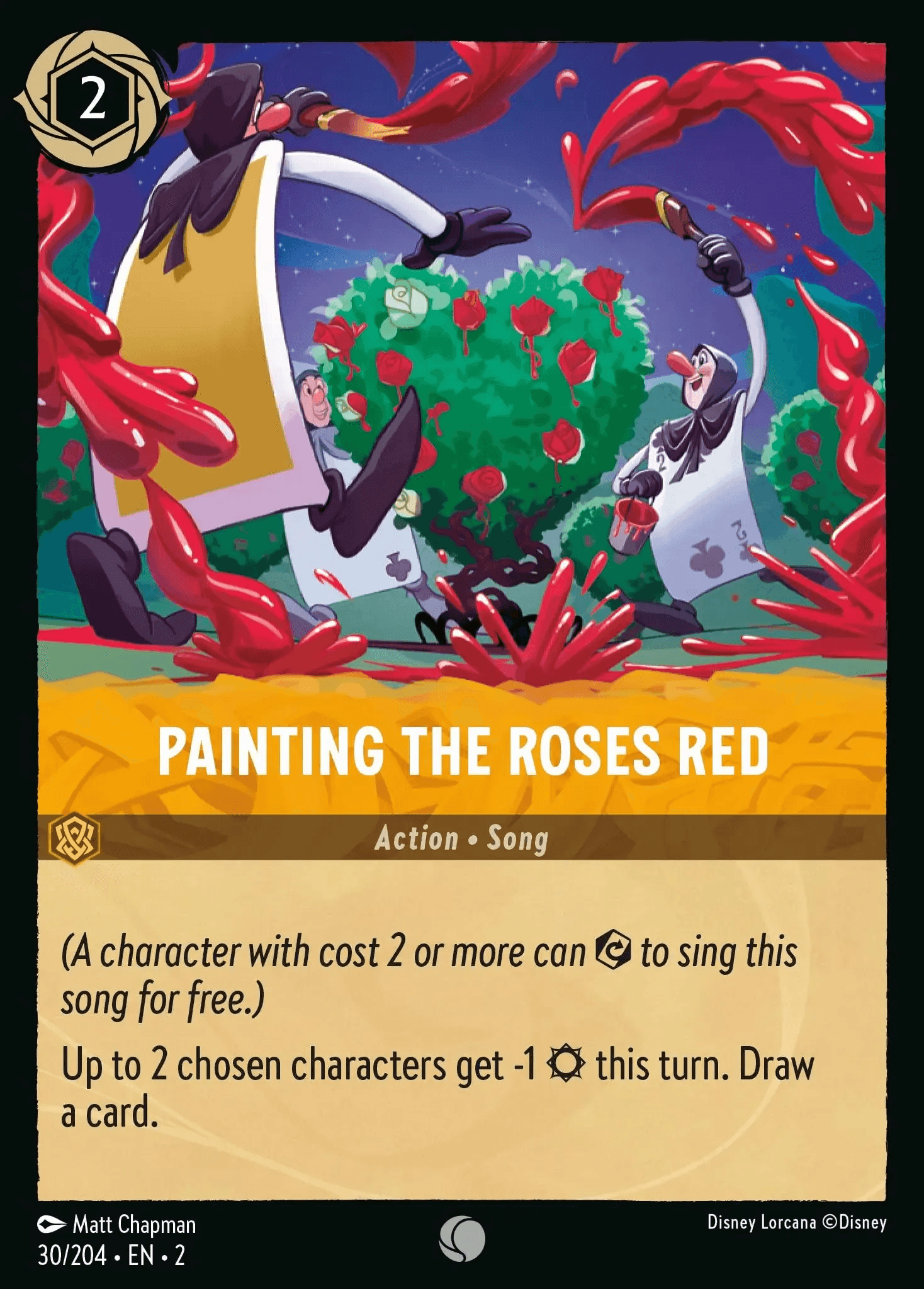 Painting the Roses Red — Rise of the Floodborn Disney Lorcana card by Matt Chapman