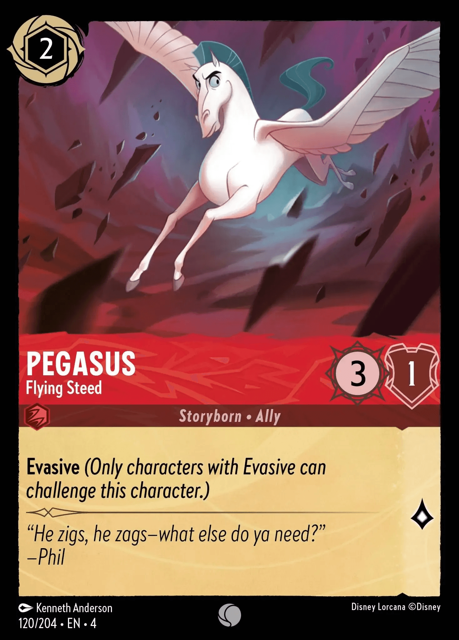 Pegasus - Flying Steed — Ursula's Return Disney Lorcana card by Kenneth Anderson