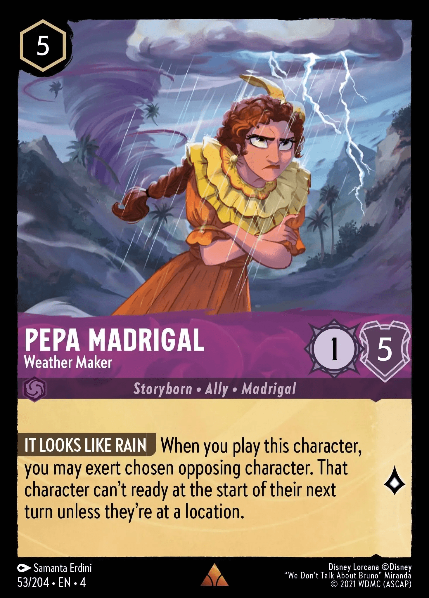 Pepa Madrigal - Weather Maker — Ursula's Return Disney Lorcana card by Samanta Erdini