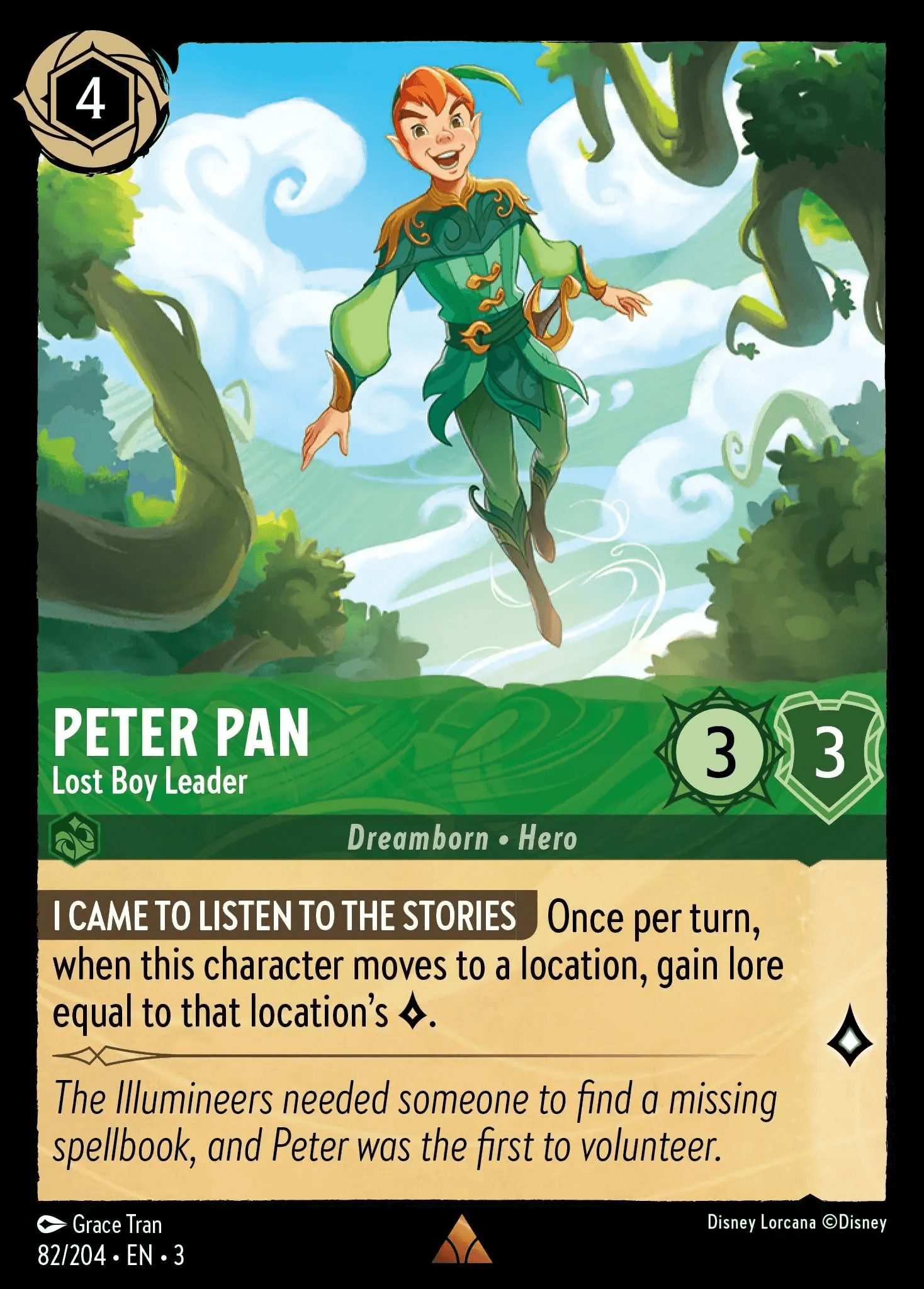 Peter Pan - Lost Boy Leader — Into the Inklands Disney Lorcana card by Grace Tran