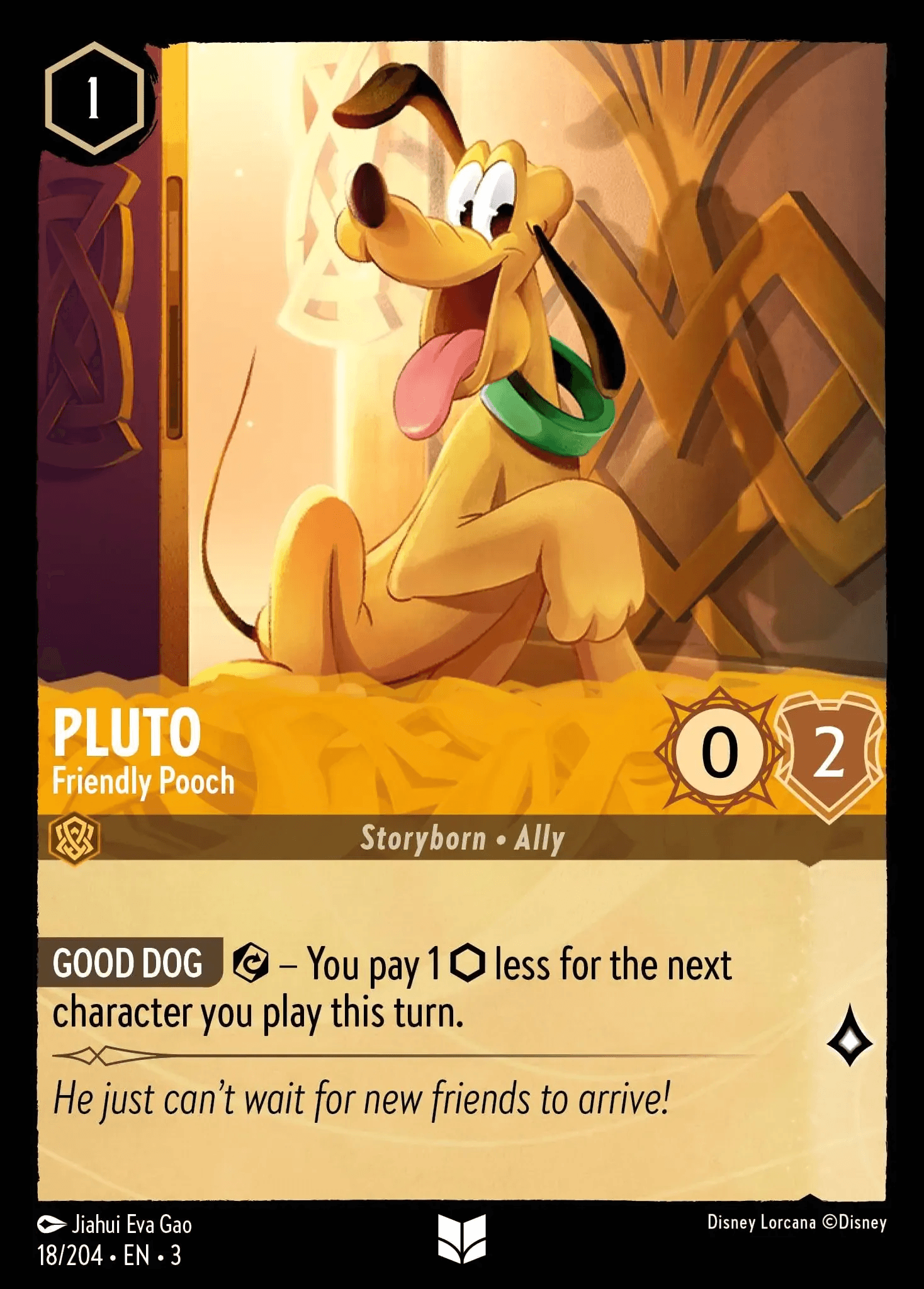 Pluto - Friendly Pooch — Into the Inklands Disney Lorcana card by Jiahui Eva Gao