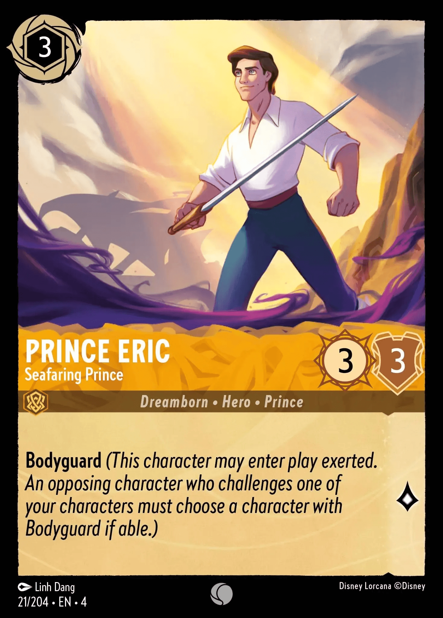 Prince Eric - Seafaring Prince — Ursula's Return Disney Lorcana card by Linh Dang