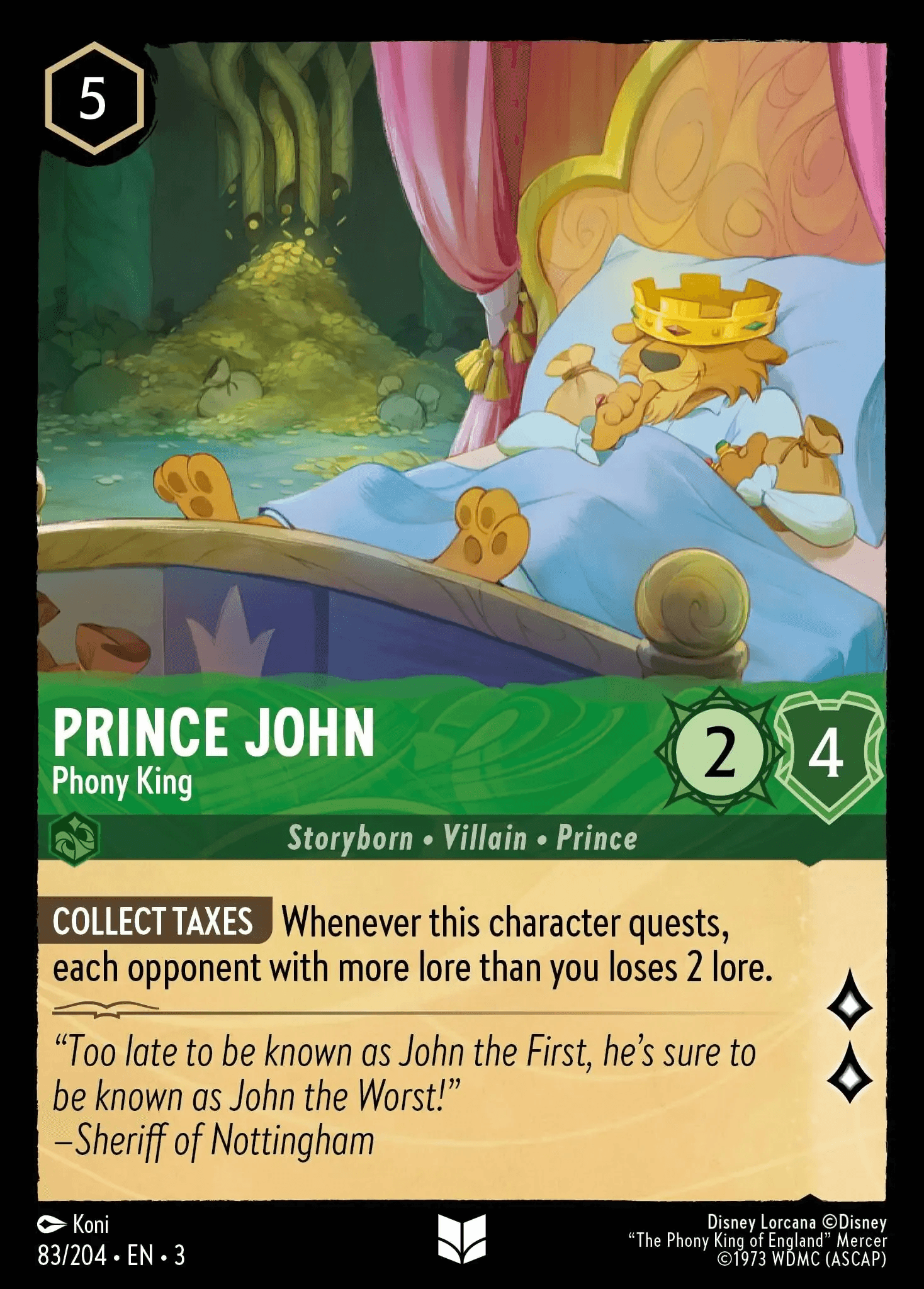 Prince John - Phony King — Into the Inklands Disney Lorcana card by Koni