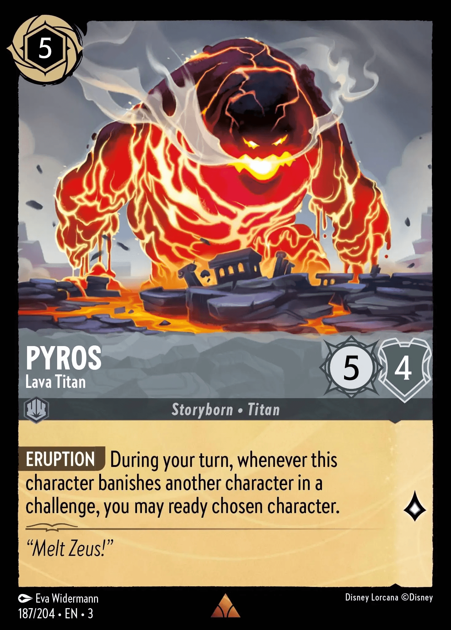 Pyros - Lava Titan — Into the Inklands Disney Lorcana card by Eva Widermann