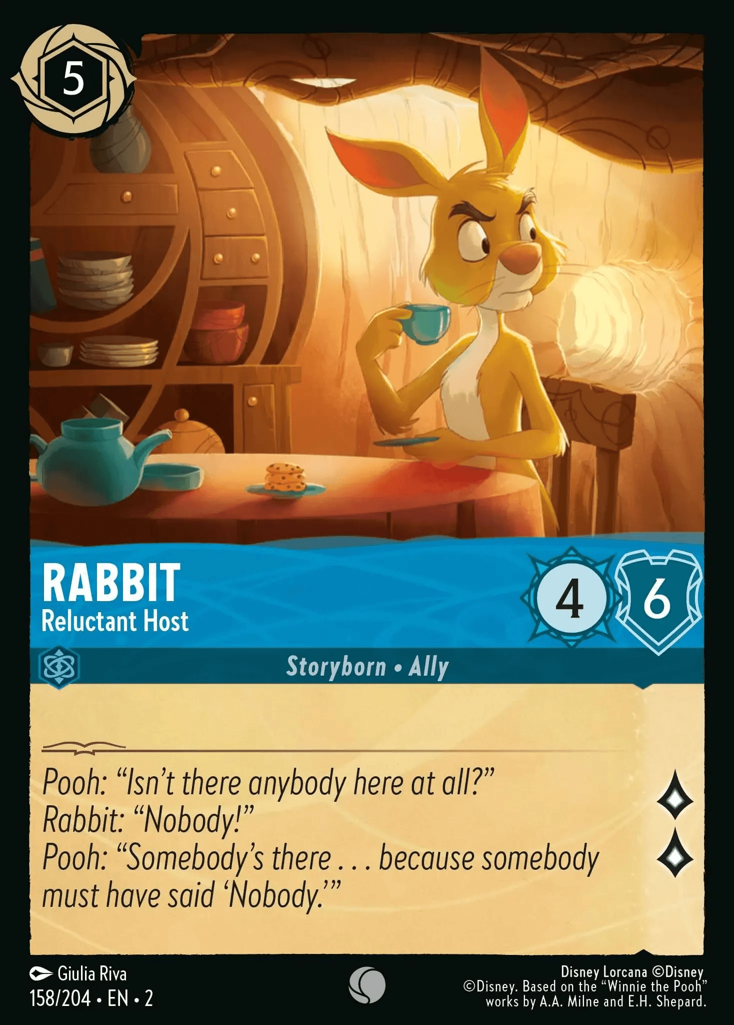 Rabbit - Reluctant Host — Rise of the Floodborn Disney Lorcana card by Giulia Riva