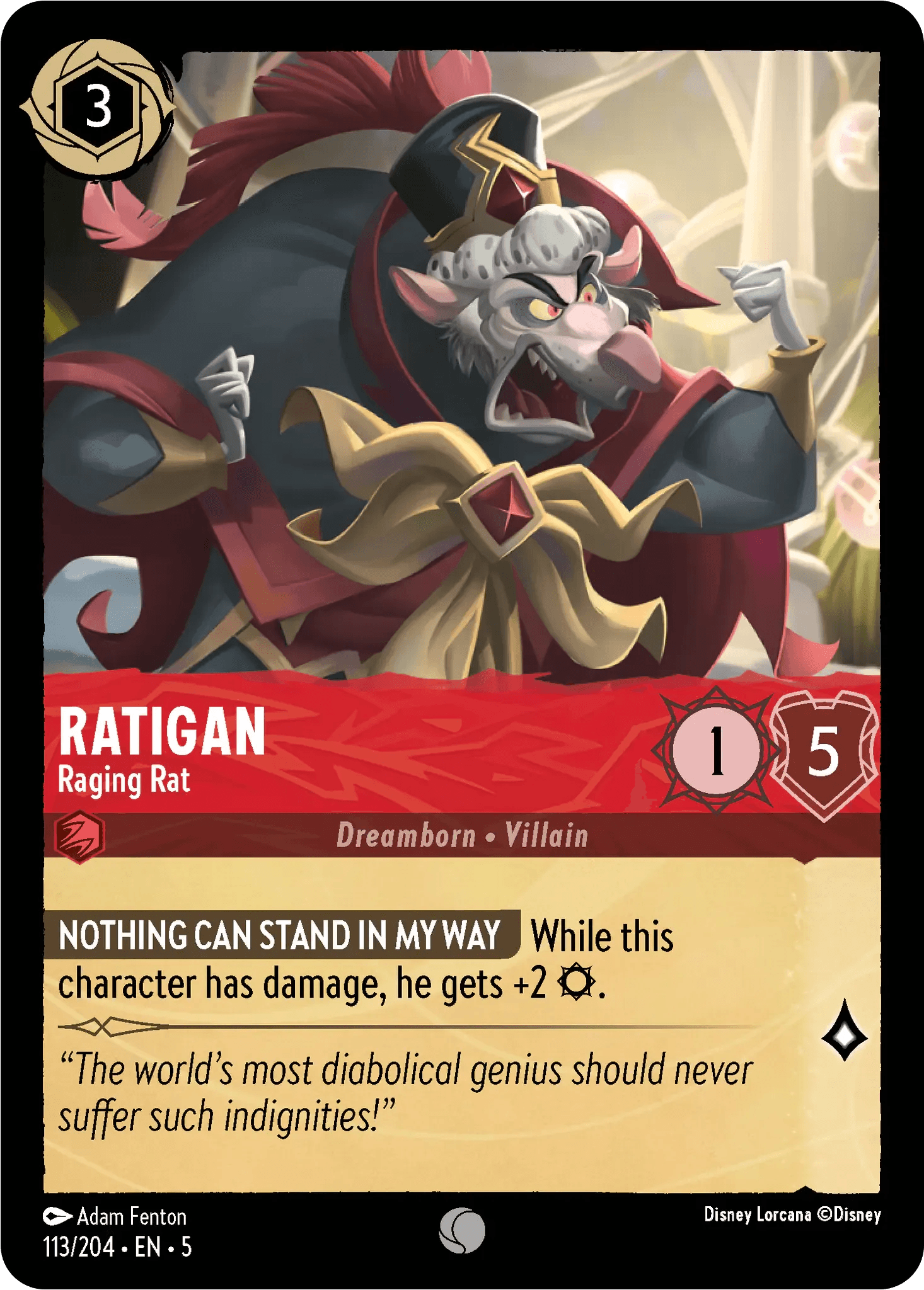 Ratigan - Raging Rat — Shimmering Skies Disney Lorcana card by Adam Fenton