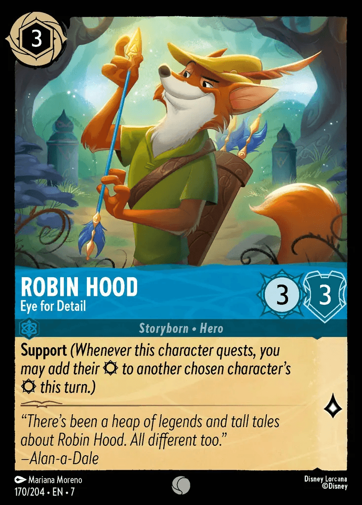 Robin Hood - Eye for Detail — Archazia's Island Disney Lorcana card by Mariana Moreno