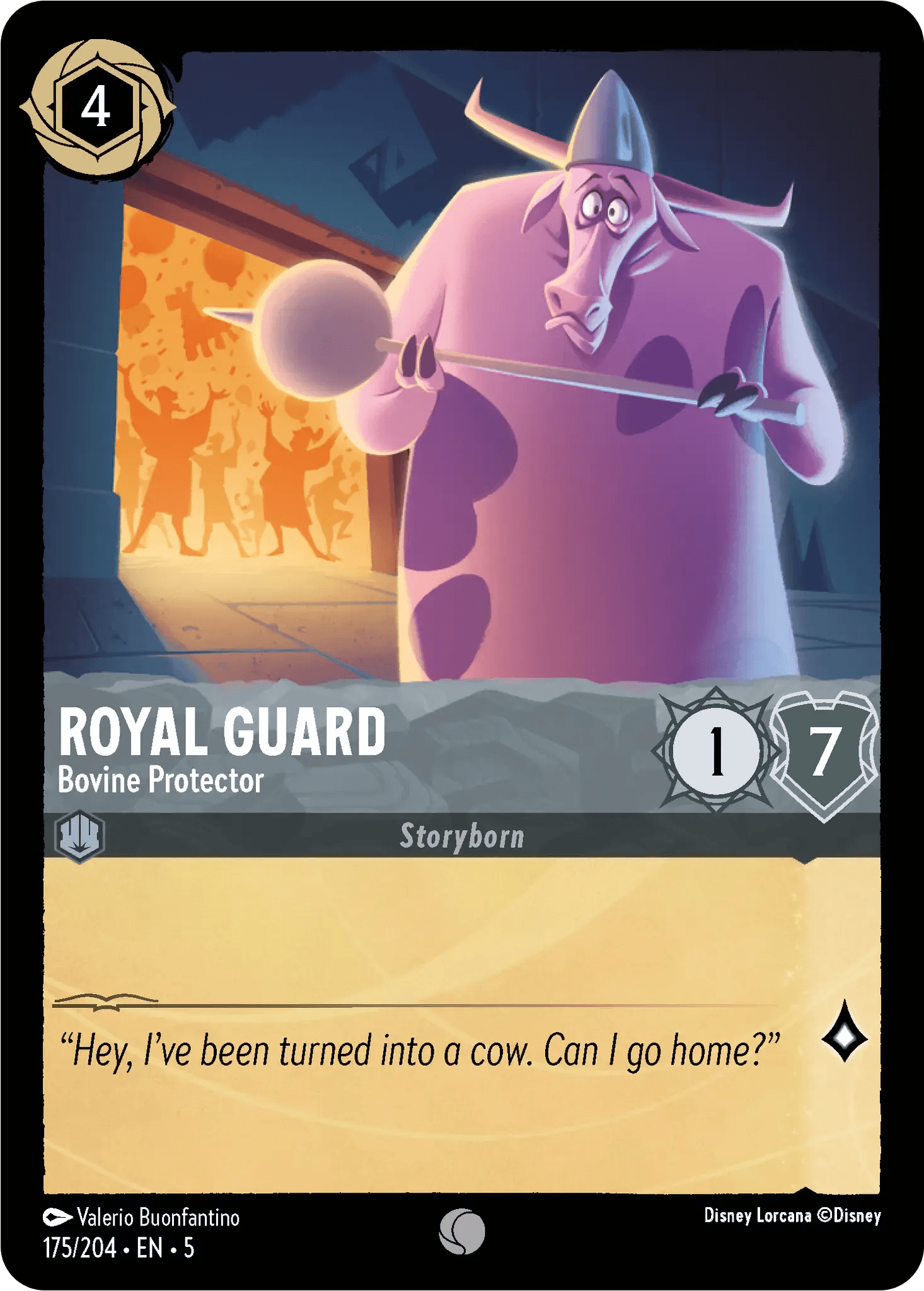 Royal Guard - Bovine Protector — Shimmering Skies Disney Lorcana card by Valerio Buonfantino