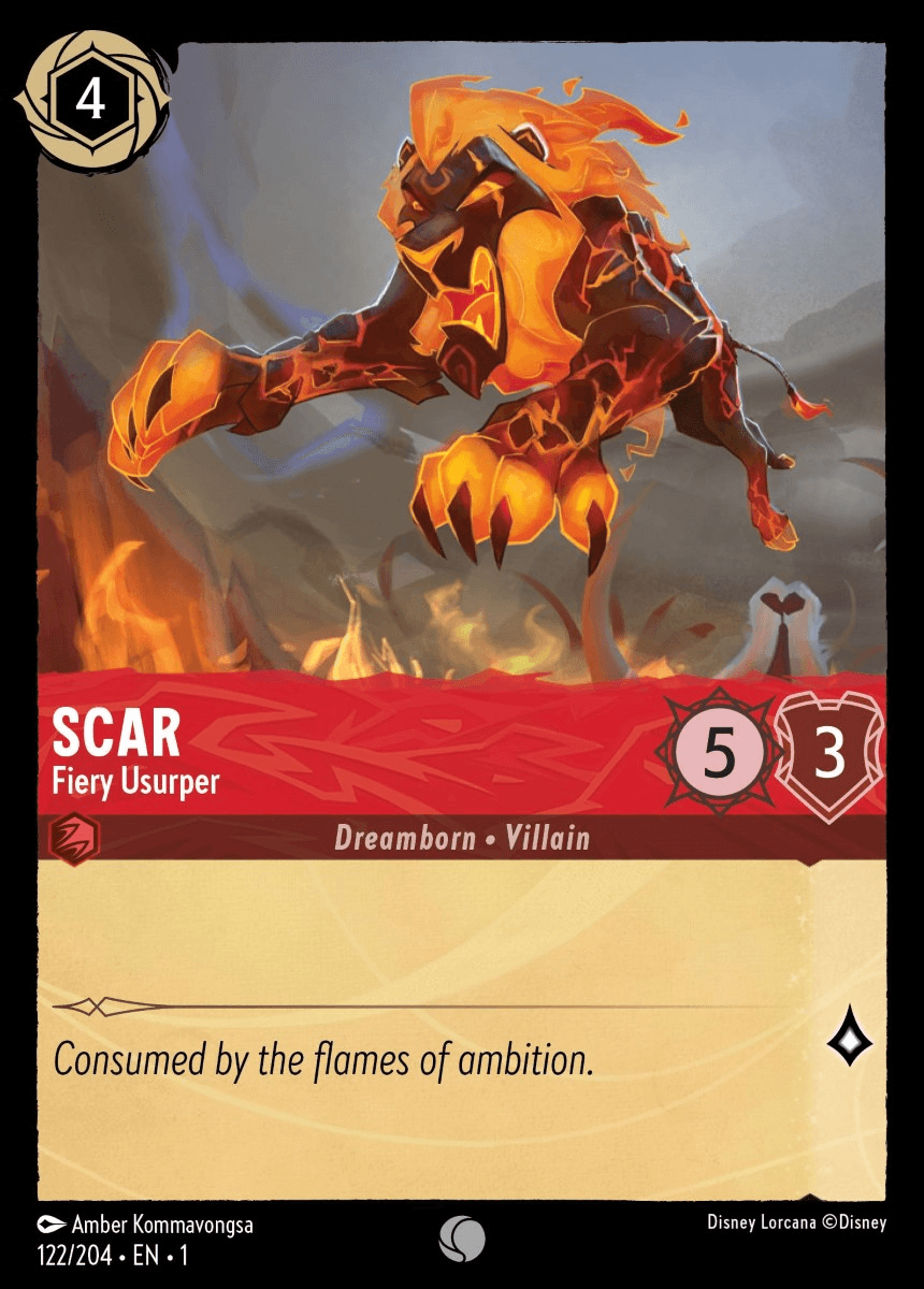 Scar - Fiery Usurper — The First Chapter Disney Lorcana card by Amber Kommavongsa