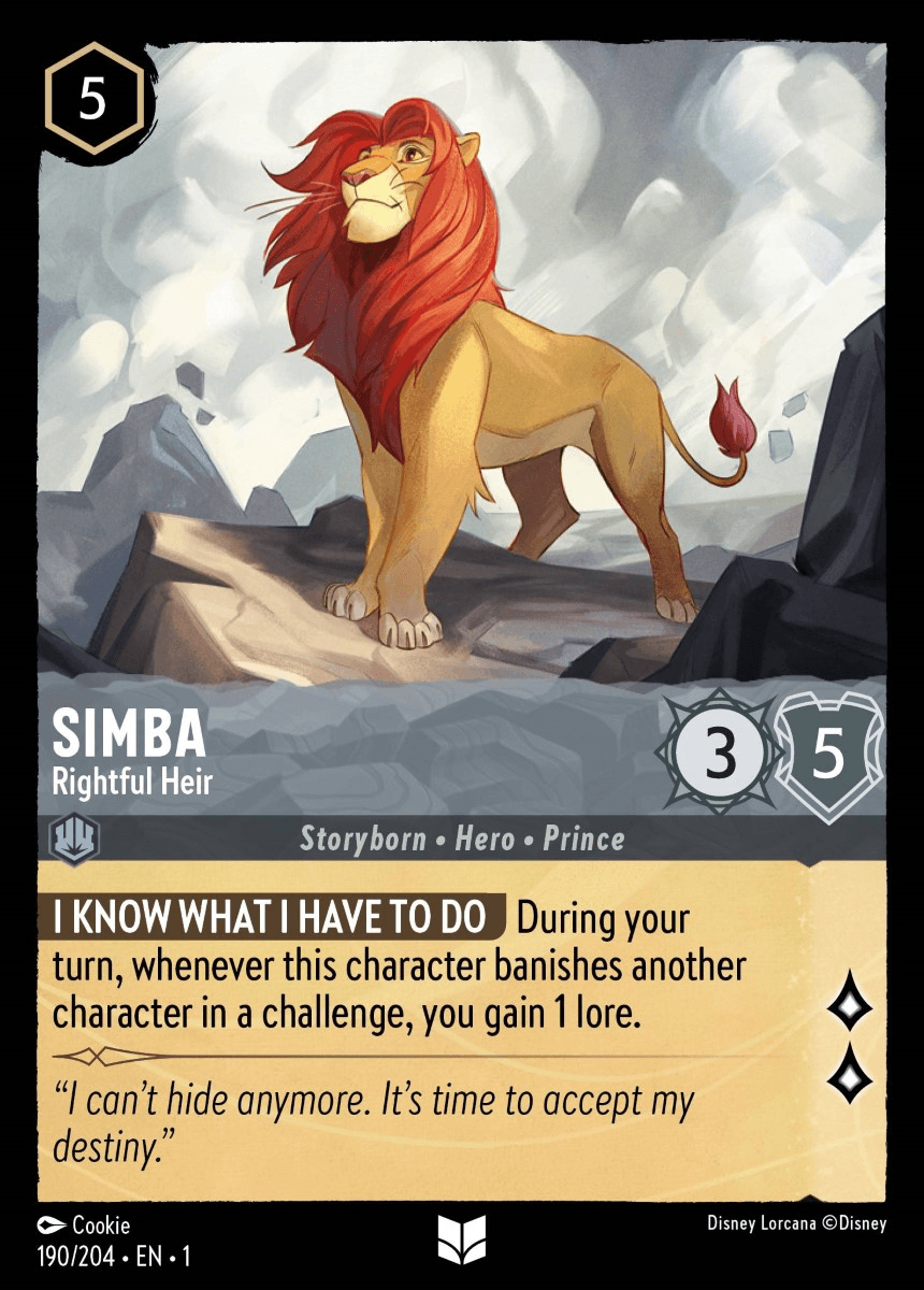 Simba - Rightful Heir — The First Chapter Disney Lorcana card by Cookie