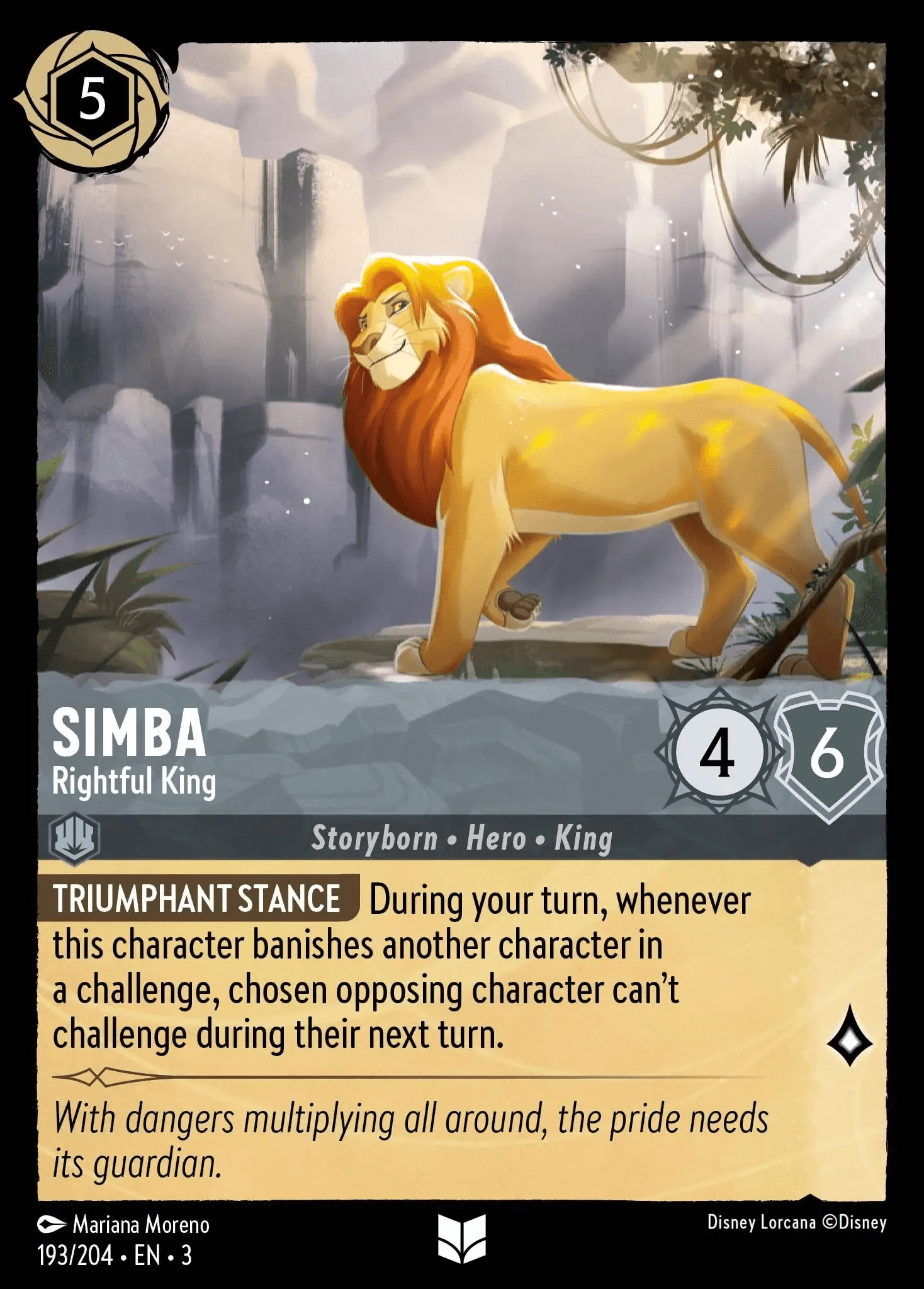 Simba - Rightful King — Into the Inklands Disney Lorcana card by Mariana Moreno