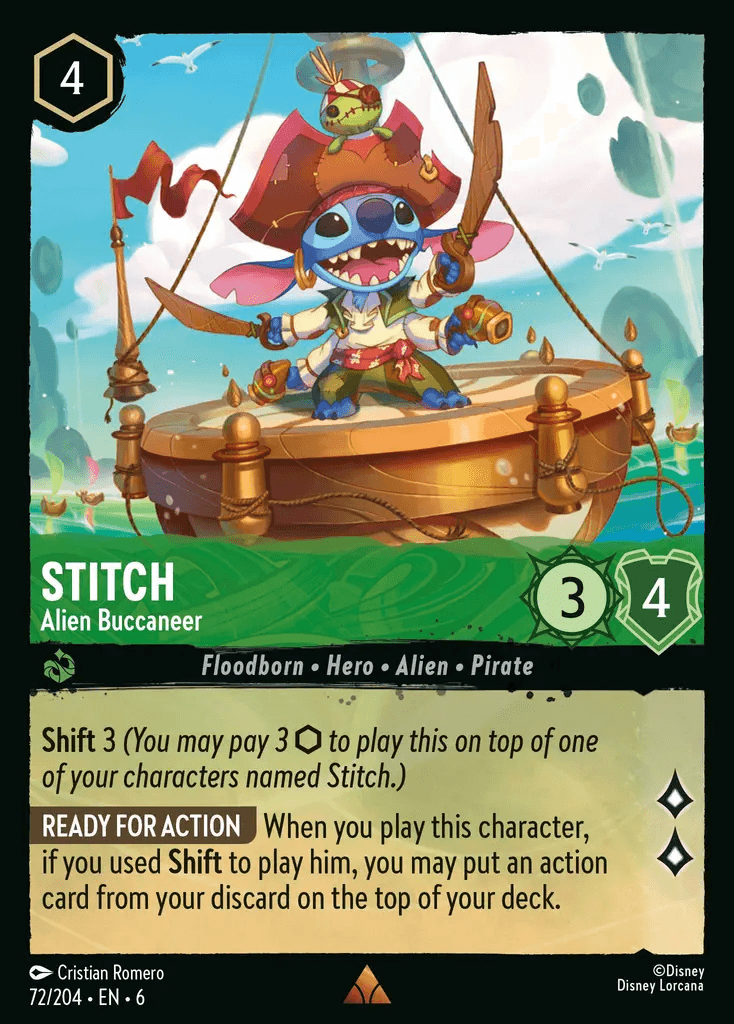 Stitch - Alien Buccaneer — Azurite Sea Disney Lorcana card by Cristian Romero