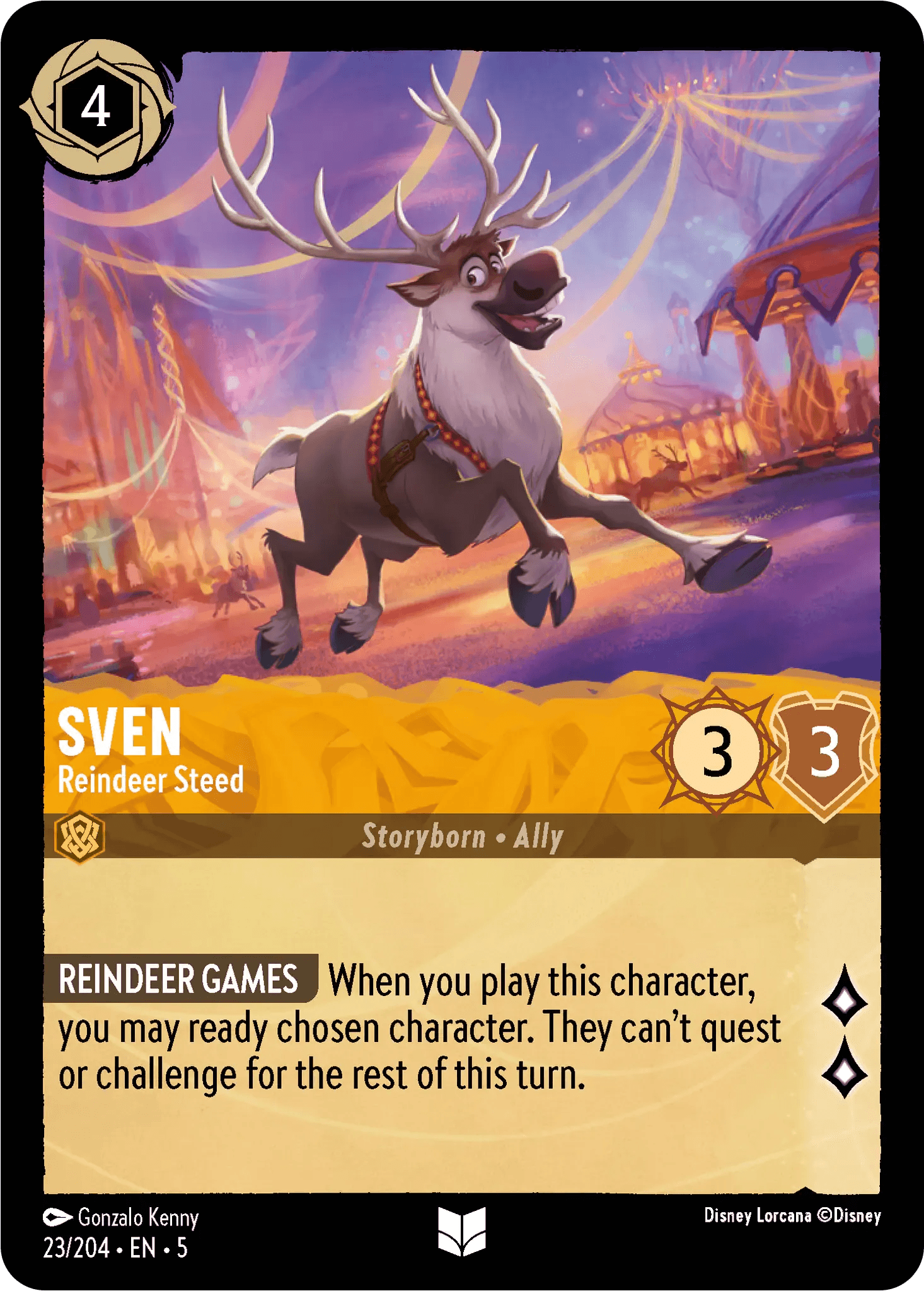 Sven - Reindeer Steed — Shimmering Skies Disney Lorcana card by Gonzalo Kenny