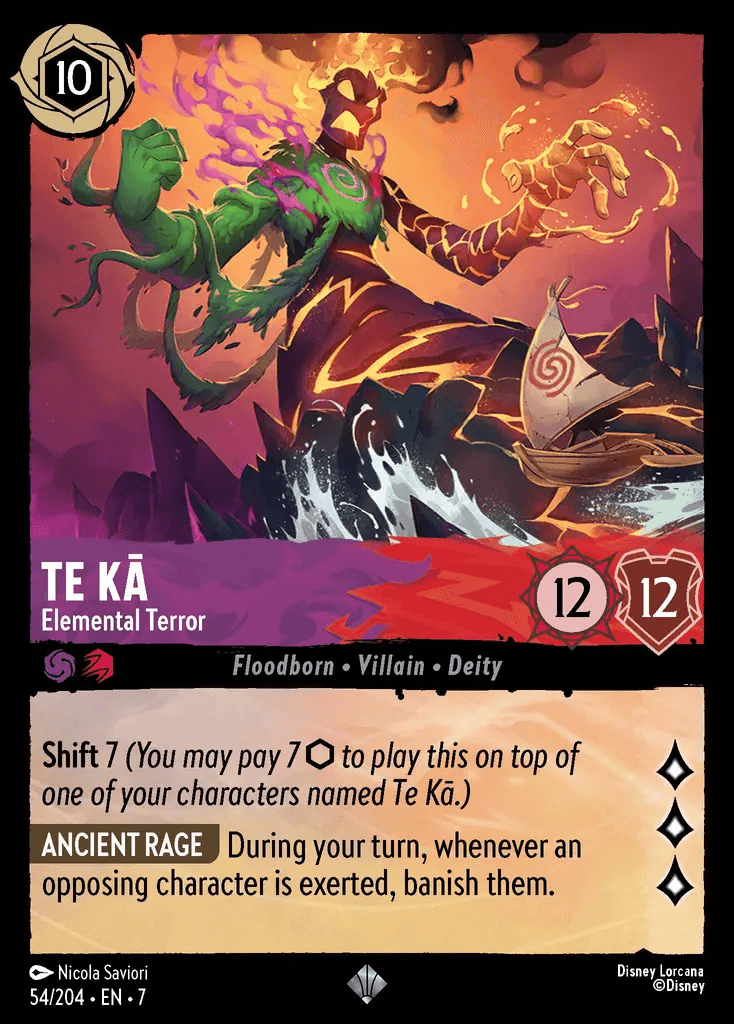 Te Ka - Elemental Terror — Archazia's Island Disney Lorcana card by Nicola Saviori