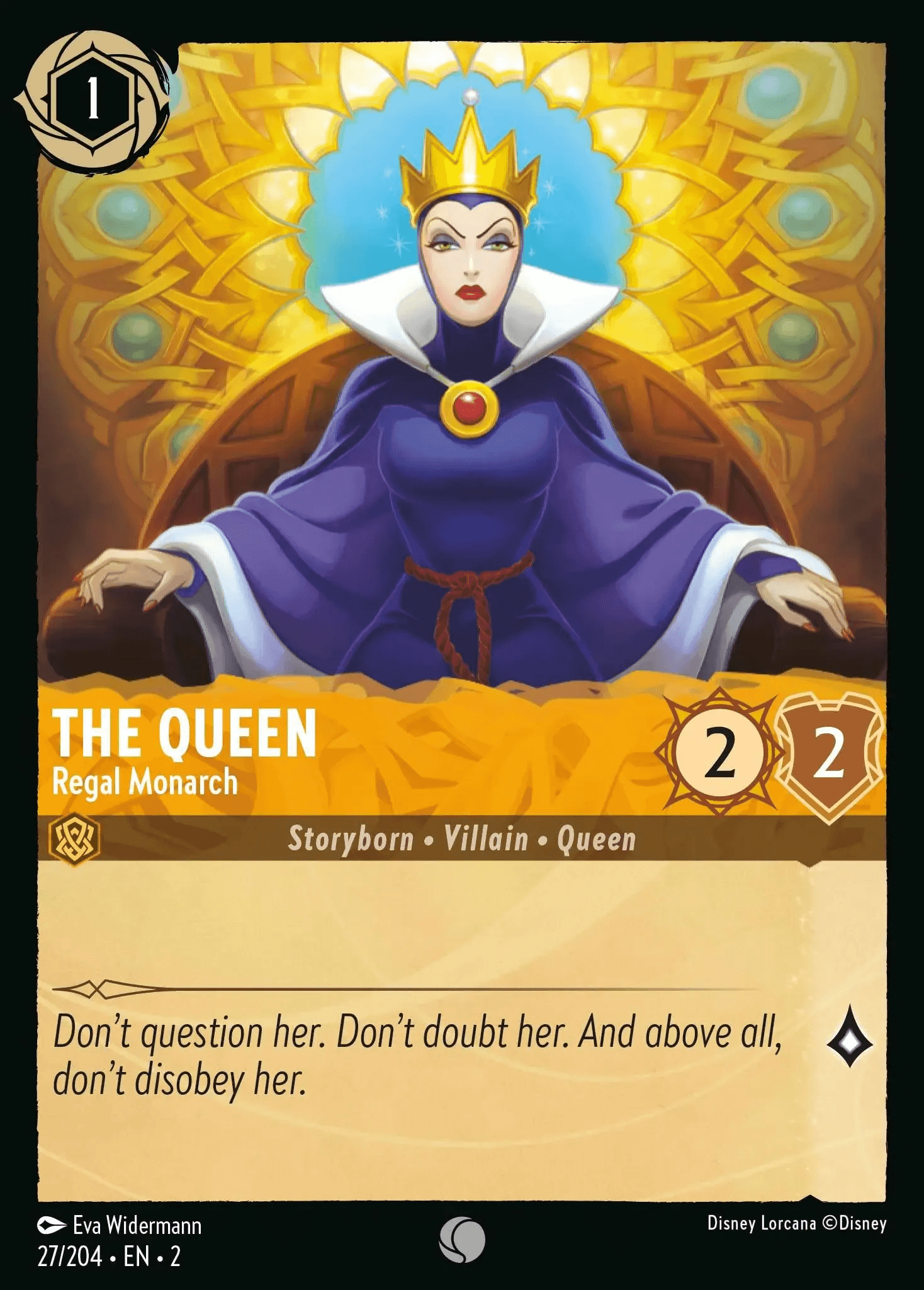 The Queen - Regal Monarch — Rise of the Floodborn Disney Lorcana card by Eva Widerman