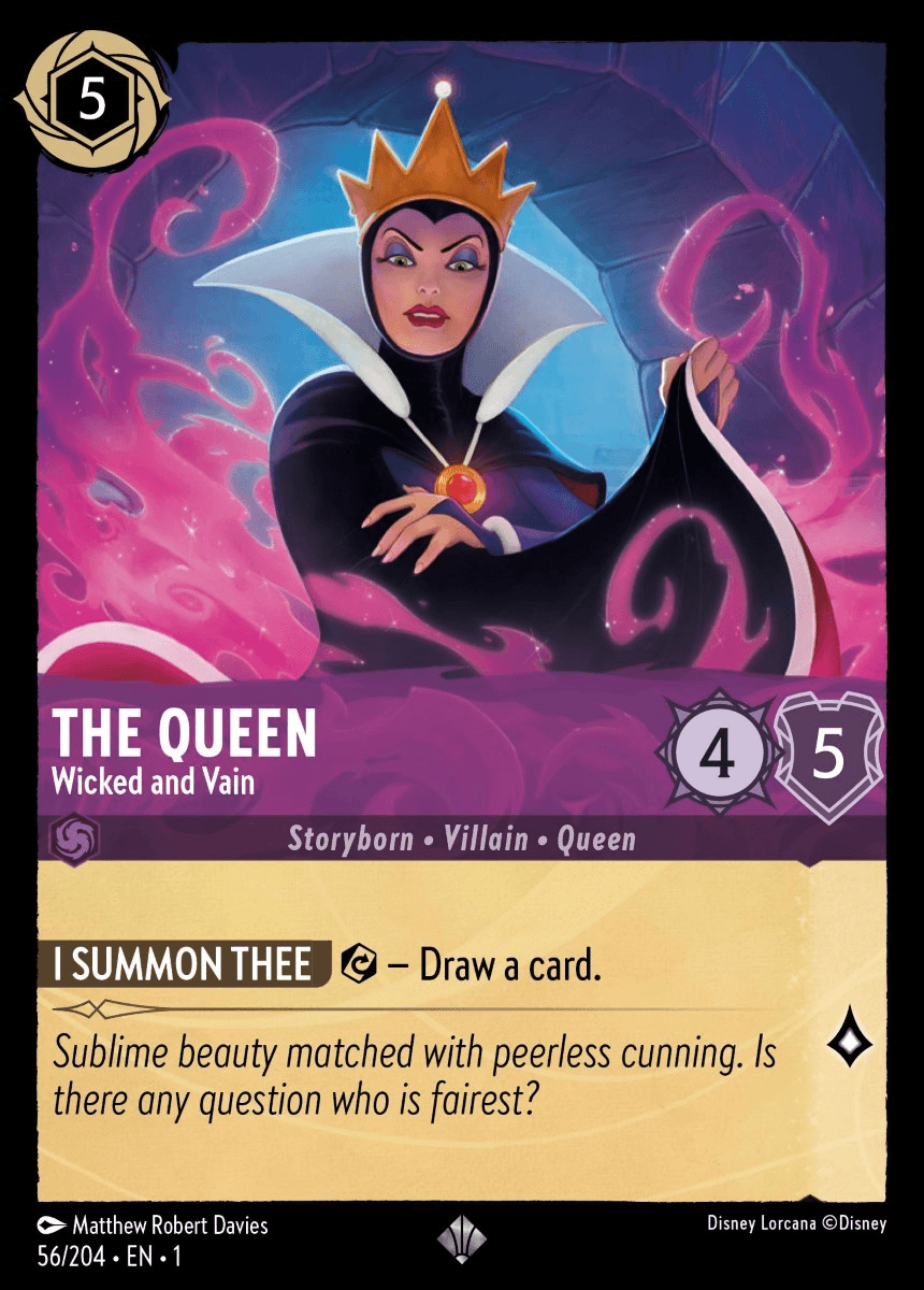 The Queen - Wicked and Vain — The First Chapter Disney Lorcana card by Matthew Robert Davies