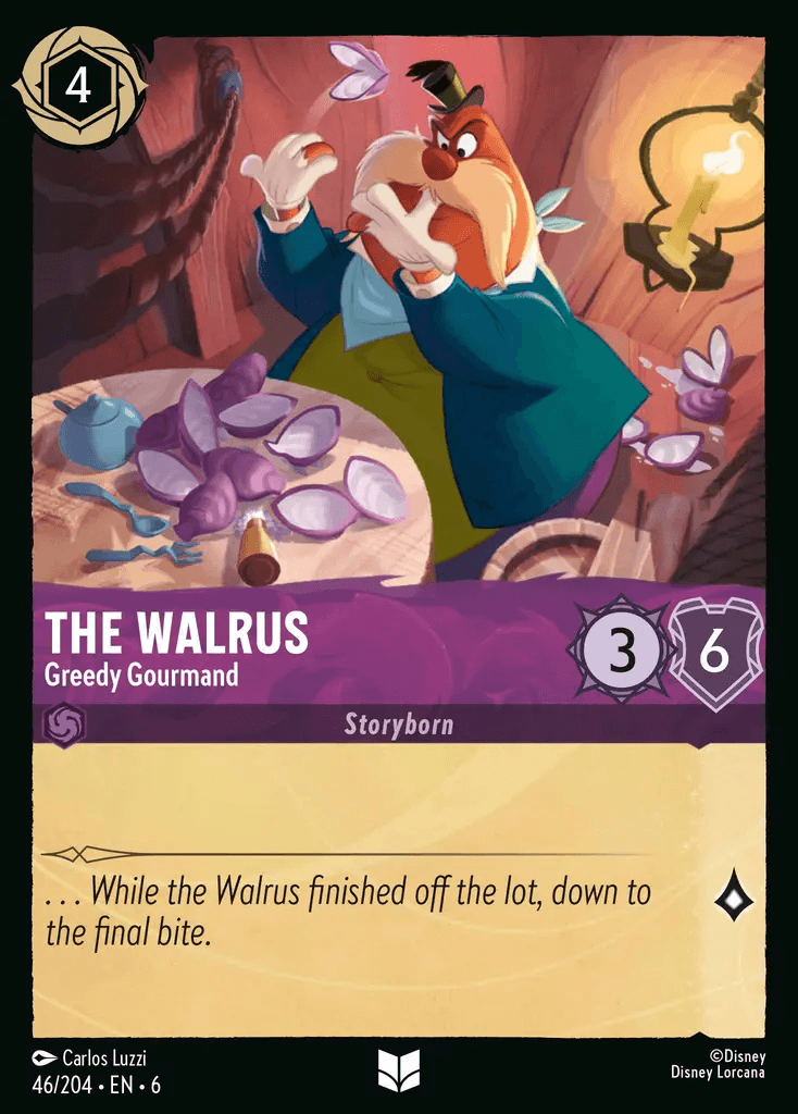 The Walrus - Greedy Gourmand — Azurite Sea Disney Lorcana card by Carlos Luzzi