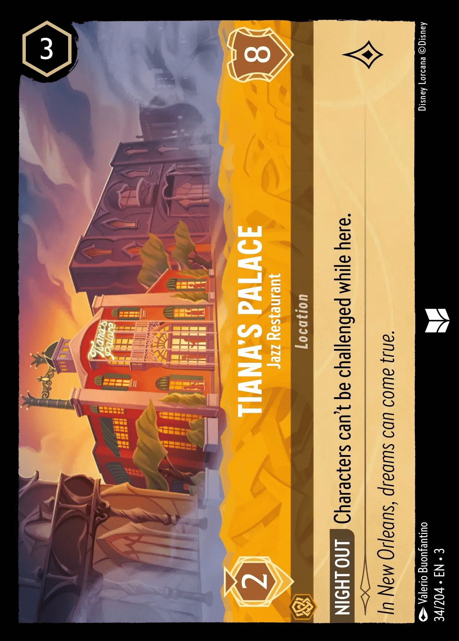 Tiana's Palace - Jazz Restaurant — Into the Inklands Disney Lorcana card by Valerio Buonfantino