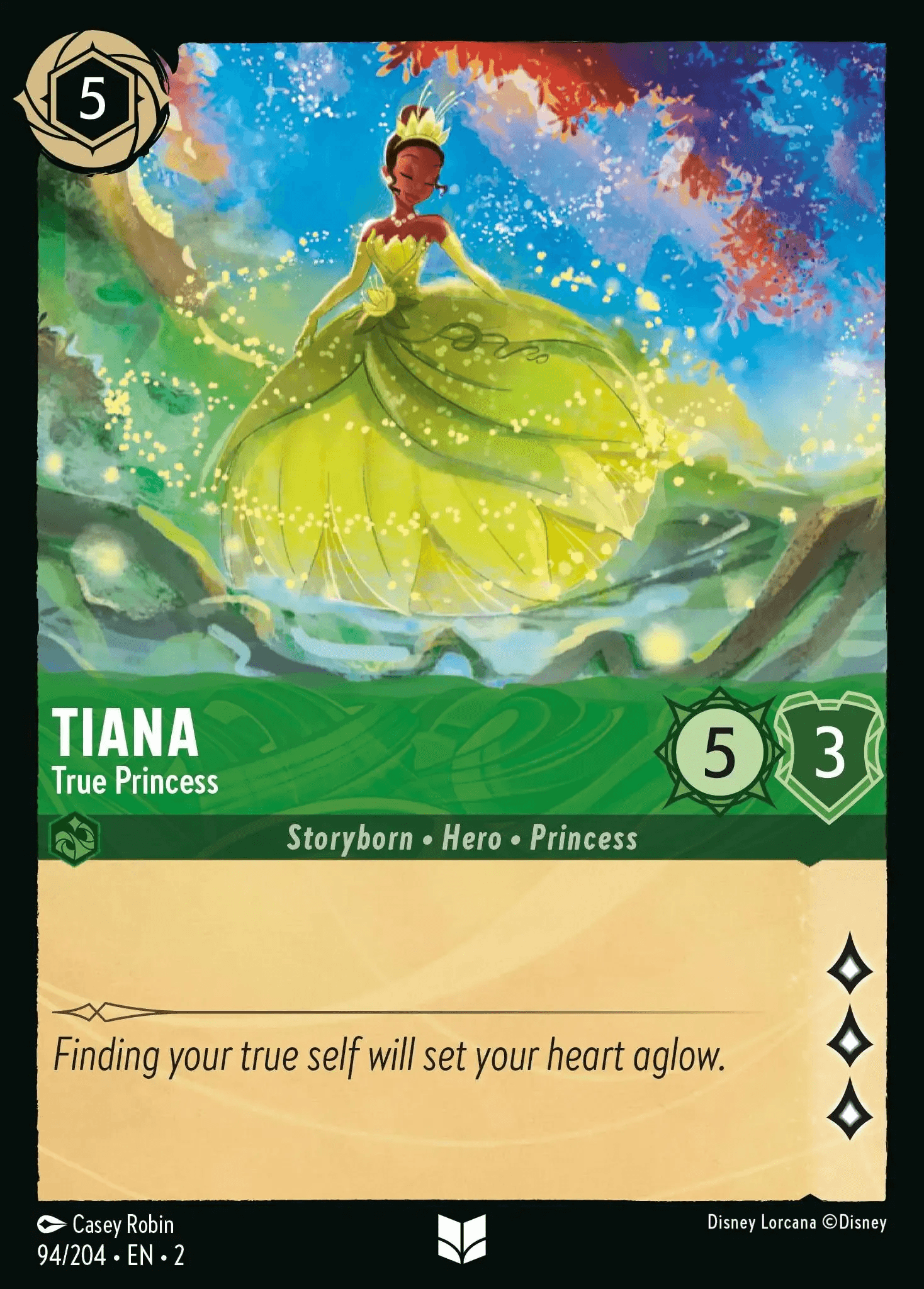 Tiana - True Princess — Rise of the Floodborn Disney Lorcana card by Casey Robin