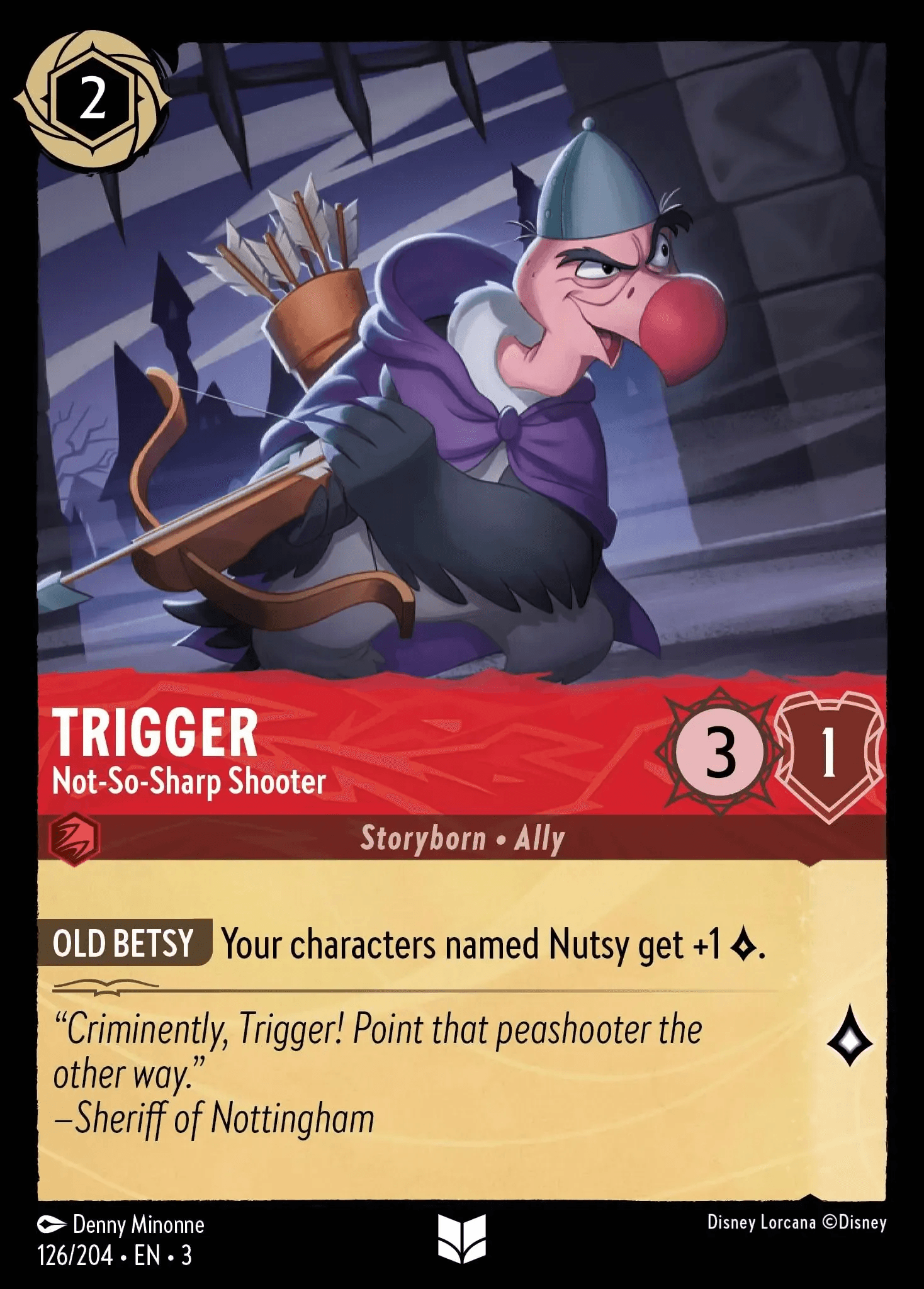 Trigger - Not-So-Sharp Shooter — Into the Inklands Disney Lorcana card by Denny Minonne