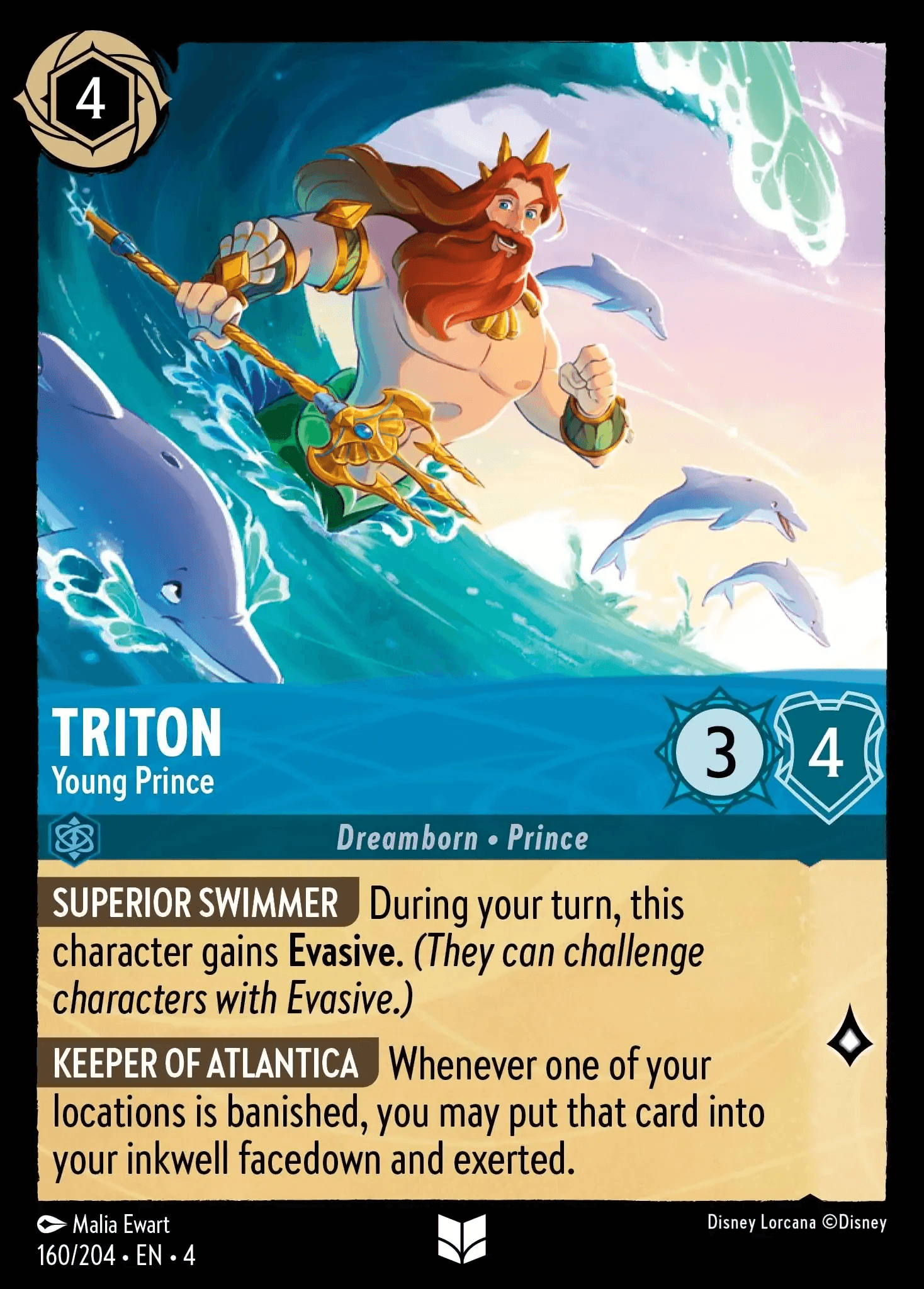 Triton - Young Prince — Ursula's Return Disney Lorcana card by Malia Ewart