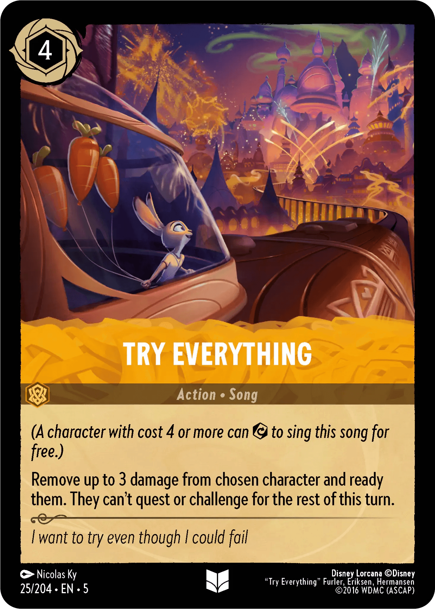 Try Everything — Shimmering Skies Disney Lorcana card by Nicolas Ky