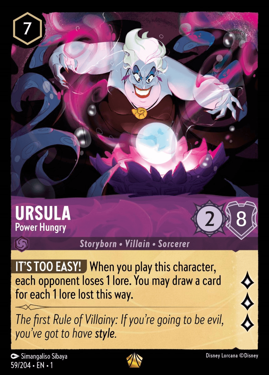 Ursula - Power Hungry — The First Chapter Disney Lorcana card by Simangaliso Sibaya