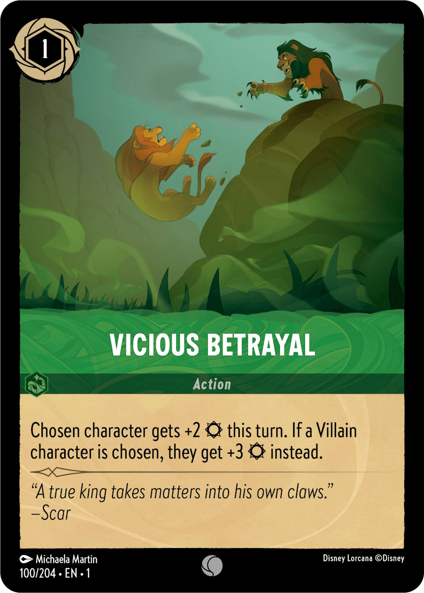 Vicious Betrayal — The First Chapter Disney Lorcana card by Michaela Martin