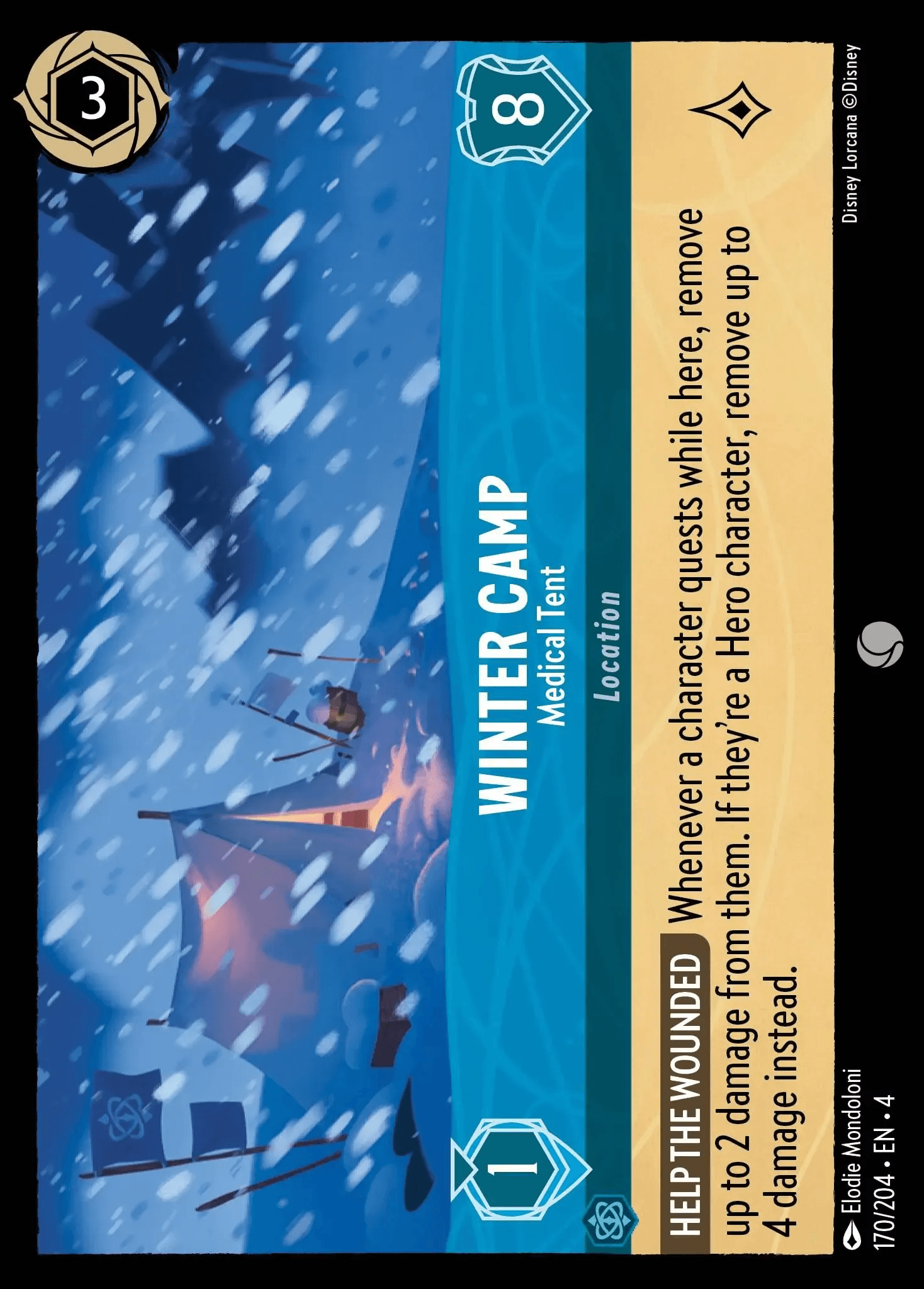 Winter Camp - Medical Tent — Ursula's Return Disney Lorcana card by Elodie Mondoloni