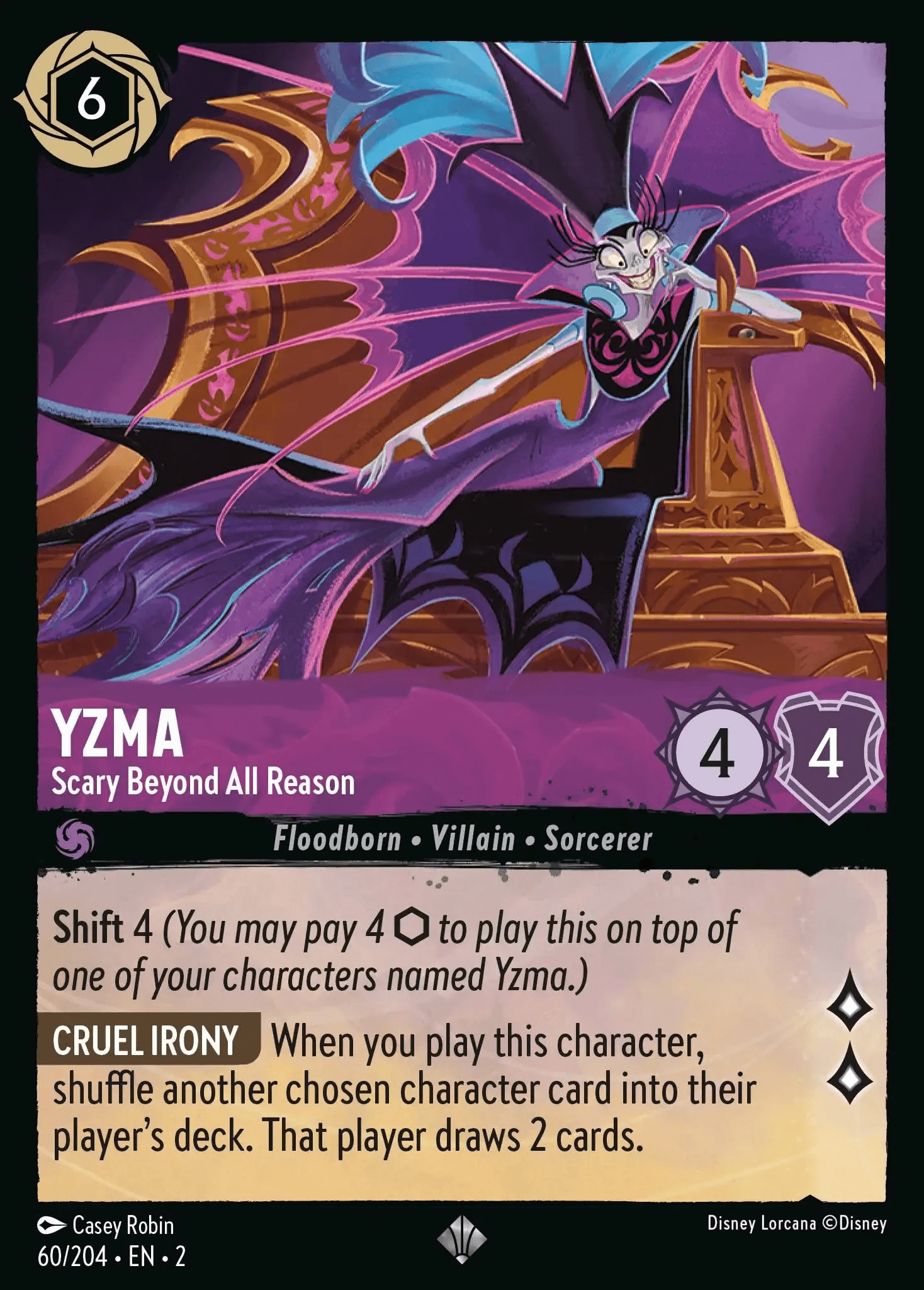 Yzma - Scary Beyond All Reason — Rise of the Floodborn Disney Lorcana card by Casey Robin