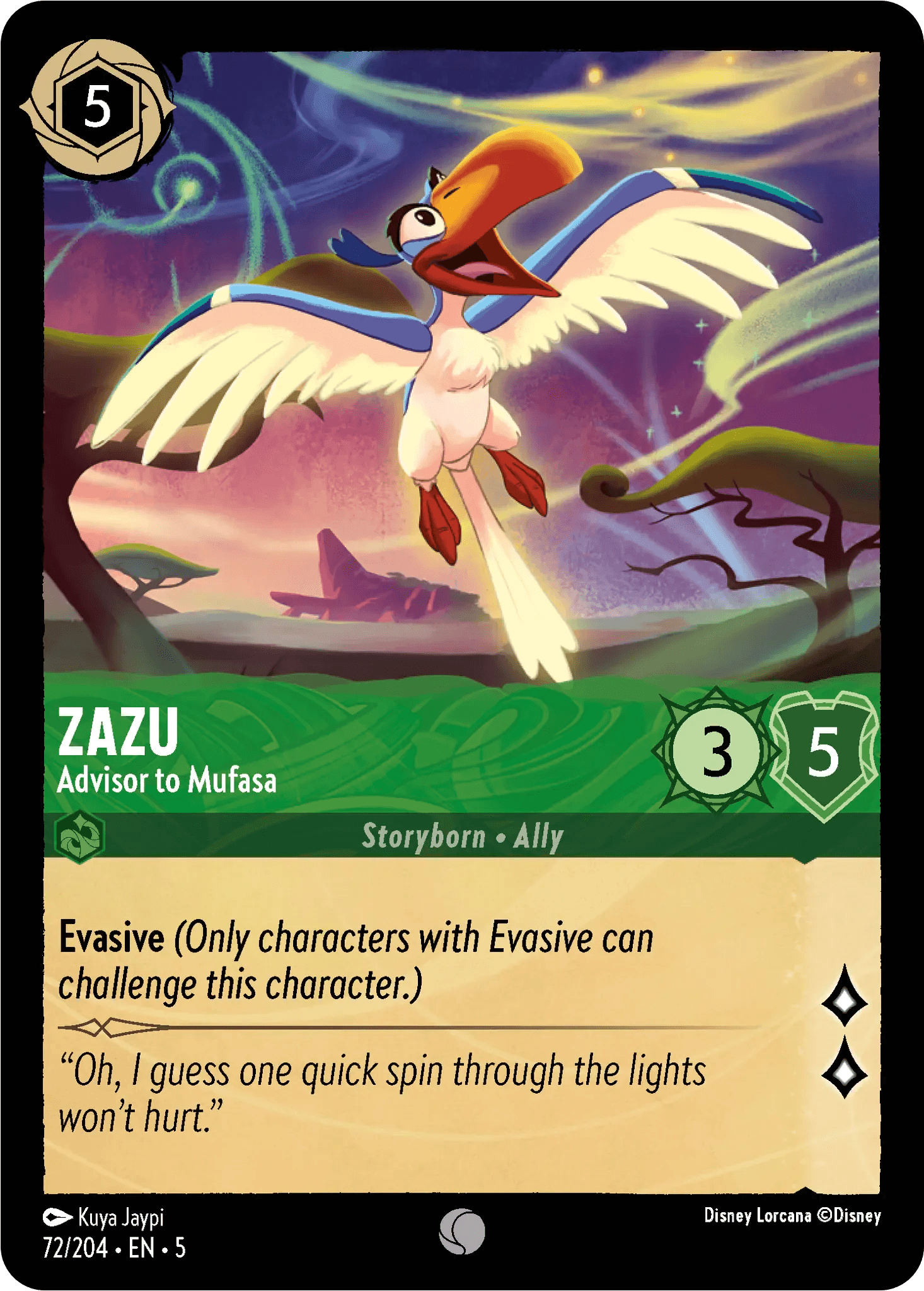 Zazu - Advisor to Mufasa — Shimmering Skies Disney Lorcana card by Kuya Jaypi