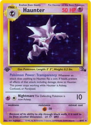 Haunter (6) — Fossil Pokémon TCG card by Ken Sugimori