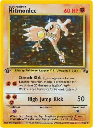 Hitmonlee (7) — Fossil Pokémon TCG card by Ken Sugimori