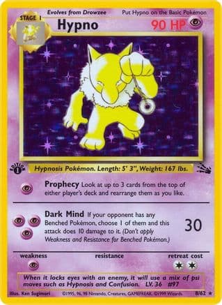 Hypno (8) — Fossil Pokémon TCG card by Ken Sugimori