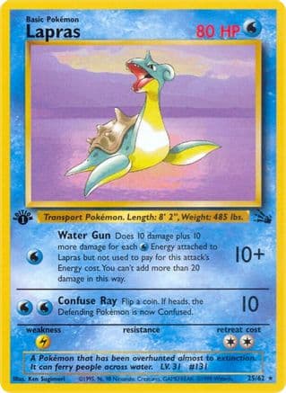 Lapras (25) — Fossil Pokémon TCG card by Ken Sugimori