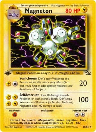 Magneton (26) — Fossil Pokémon TCG card by Ken Sugimori