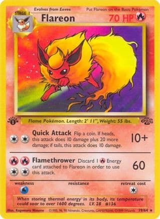 Flareon (19) — Jungle Pokémon TCG card by Kagemaru Himeno