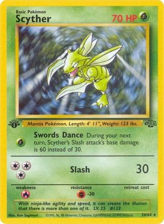 Scyther (26) — Jungle Pokémon TCG card by Ken Sugimori