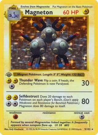 Magneton — Base Set (Shadowless) Pokémon TCG card by Keiji Kinebuchi