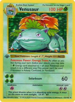 Venusaur — Base Set (Shadowless) Pokémon TCG card by Mitsuhiro Arita