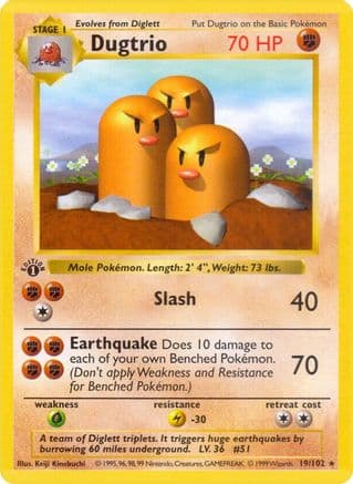Dugtrio — Base Set (Shadowless) Pokémon TCG card by Shizurow
