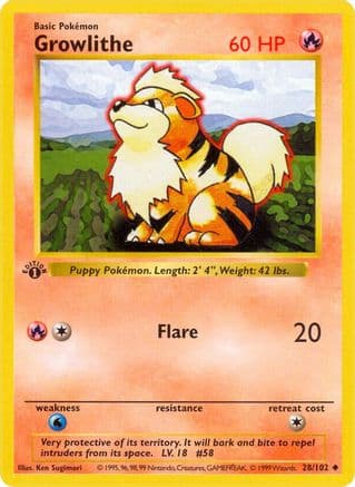 Growlithe — Base Set (Shadowless)